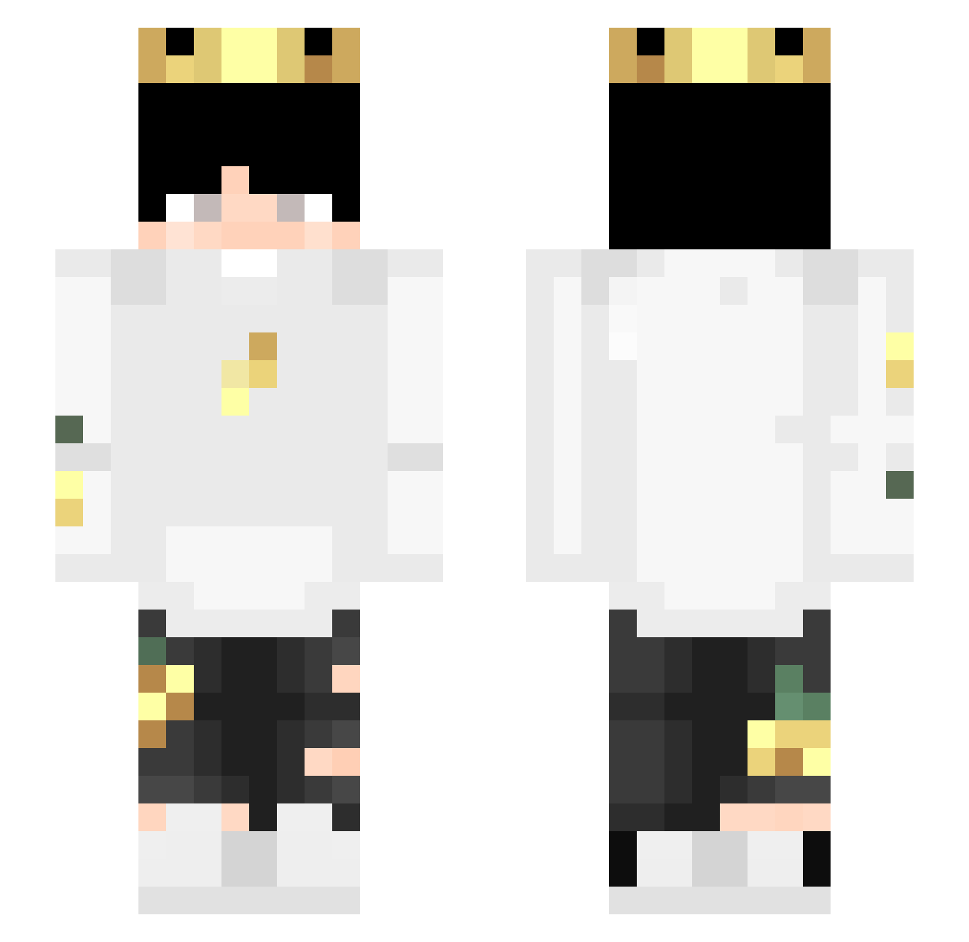 Crucified Minecraft skin, front and back view