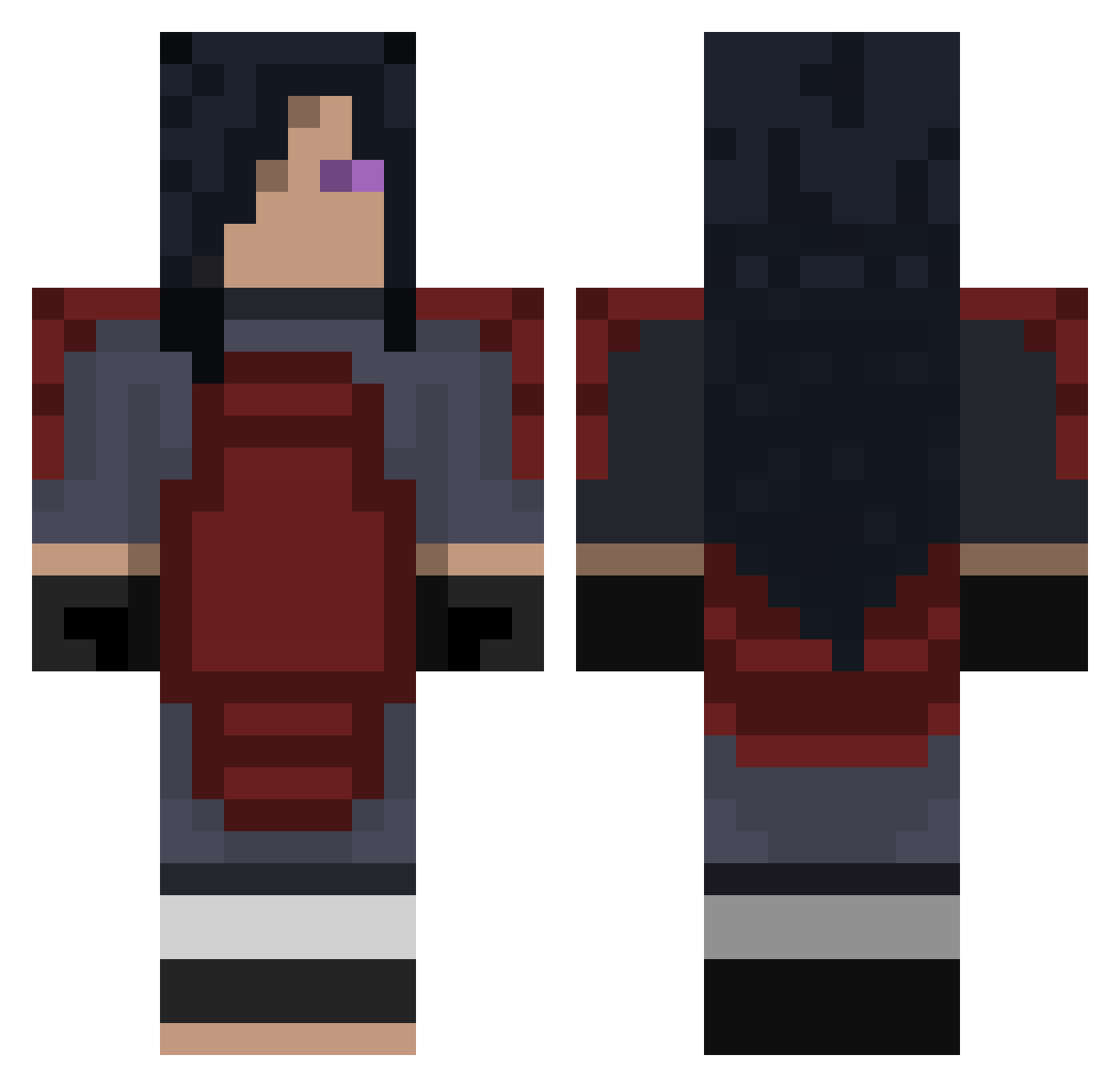 Albanerr Minecraft skin, front and back view