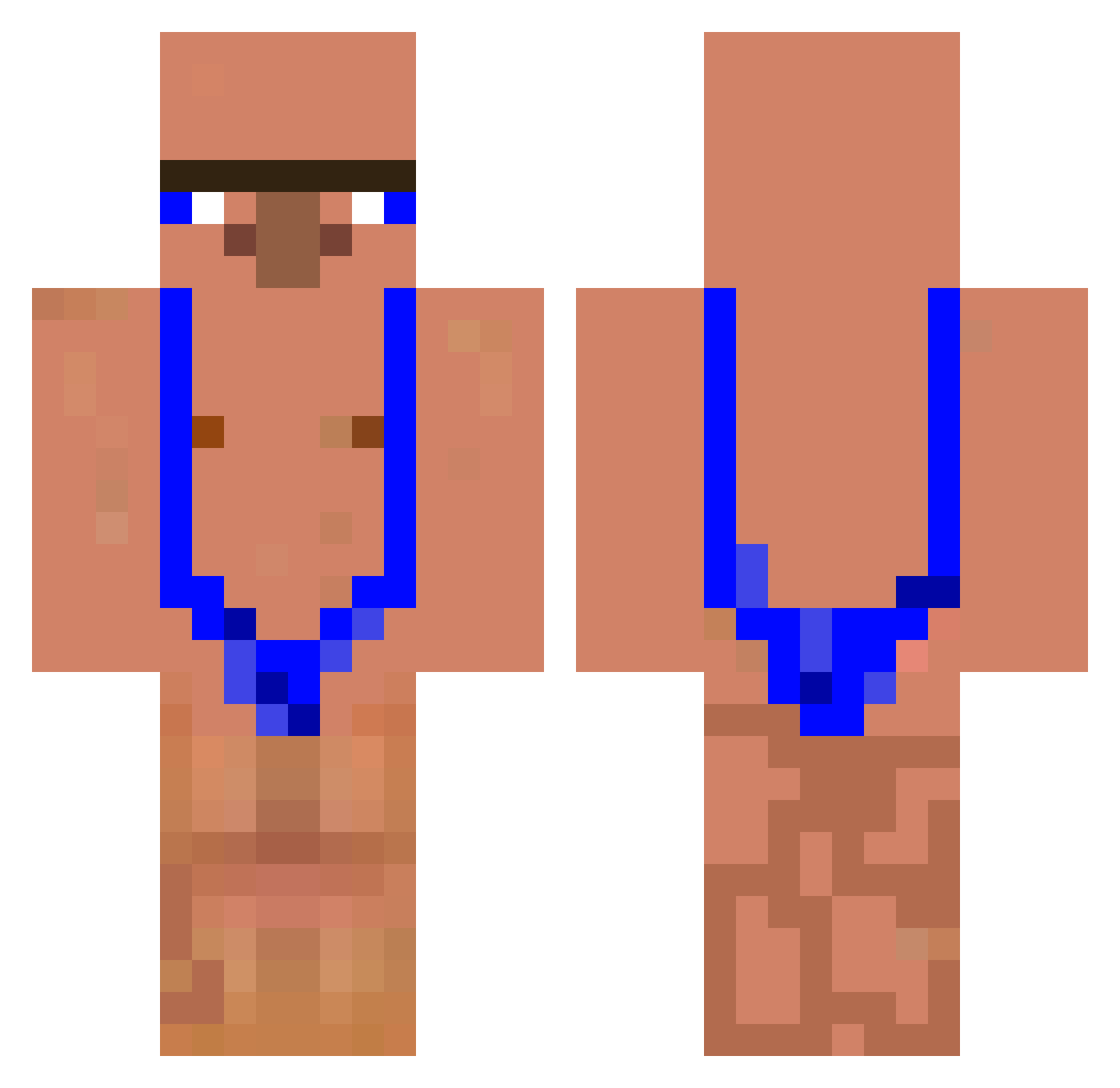 Shadowboxed Minecraft skin, front and back view