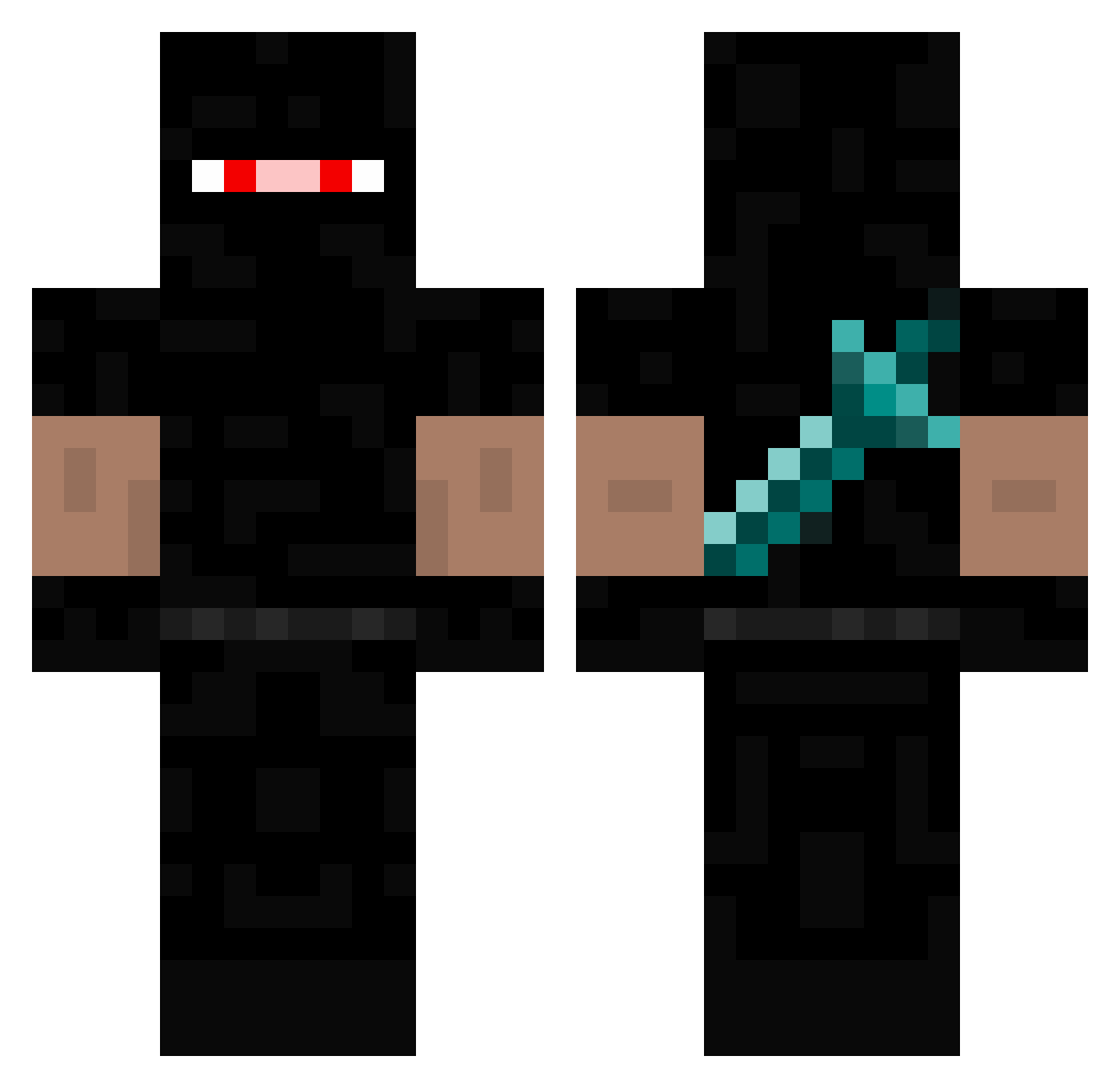 Dreads Minecraft skin, front and back view