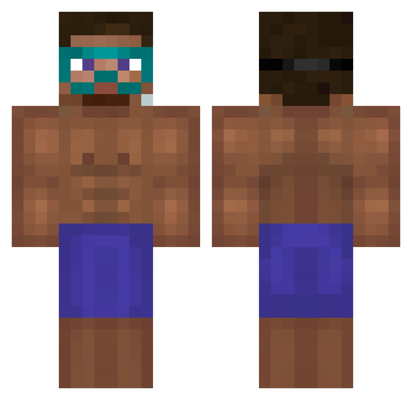 Scuba Minecraft skin, front and back view