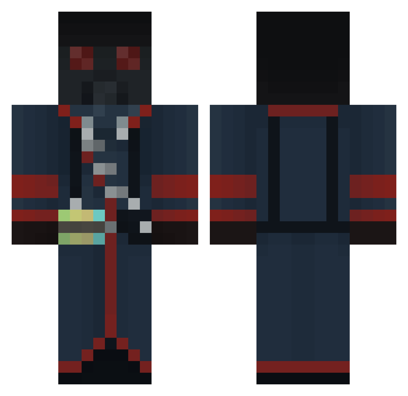 Snowton Minecraft skin, front and back view