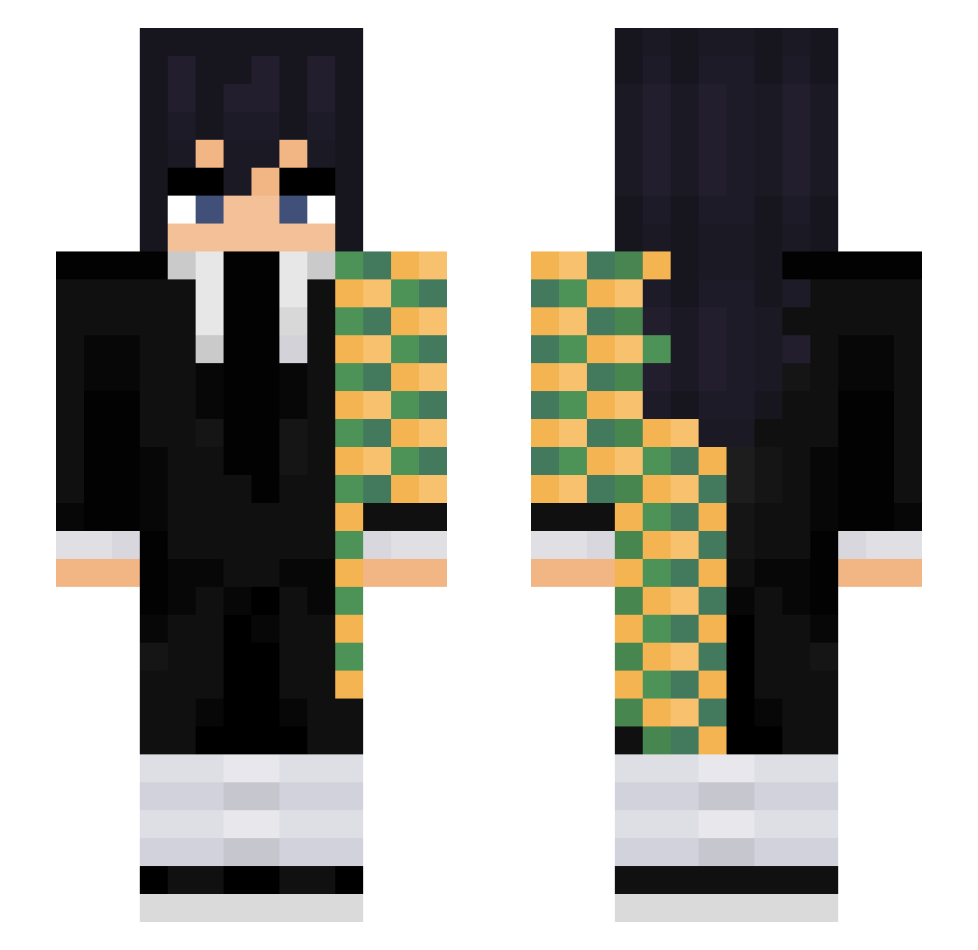 hexwat4r Minecraft skin, front and back view