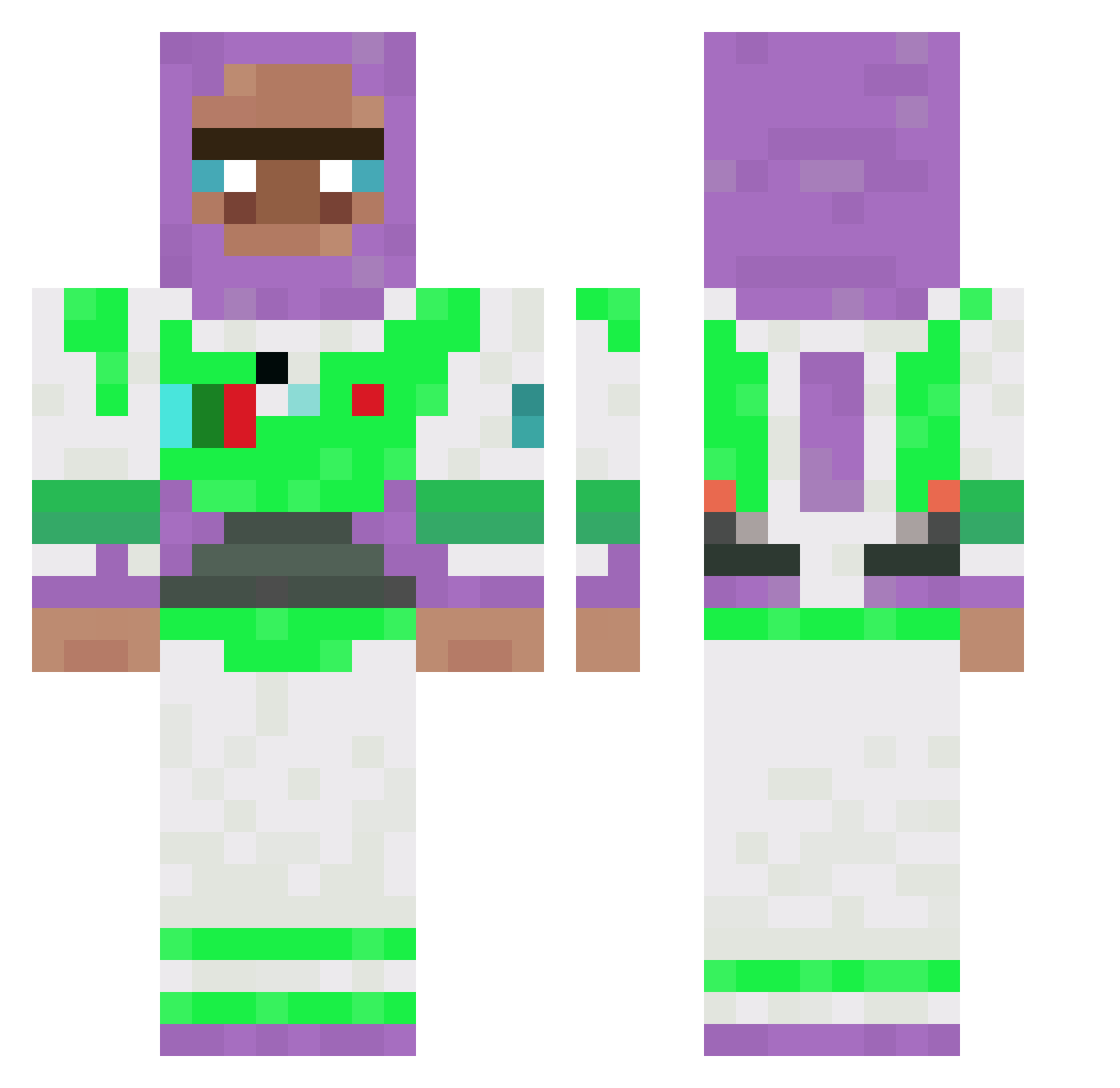 YeIIowSnowman69 Minecraft skin, front and back view