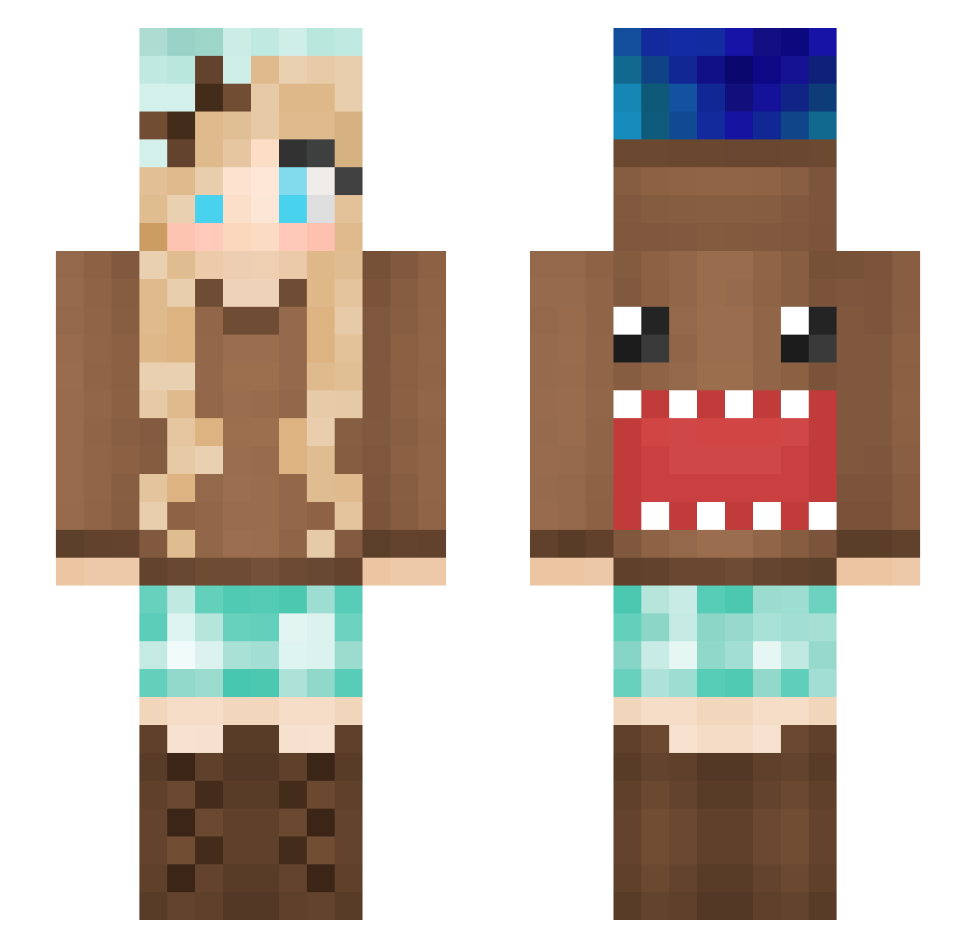 AquaticAriana Minecraft skin, front and back view