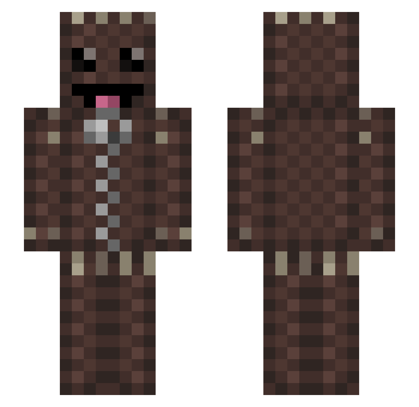 Restitch Minecraft skin, front and back view