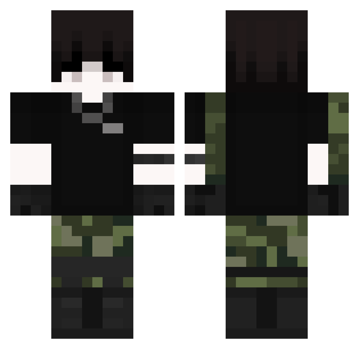 Veliser Minecraft skin, front and back view
