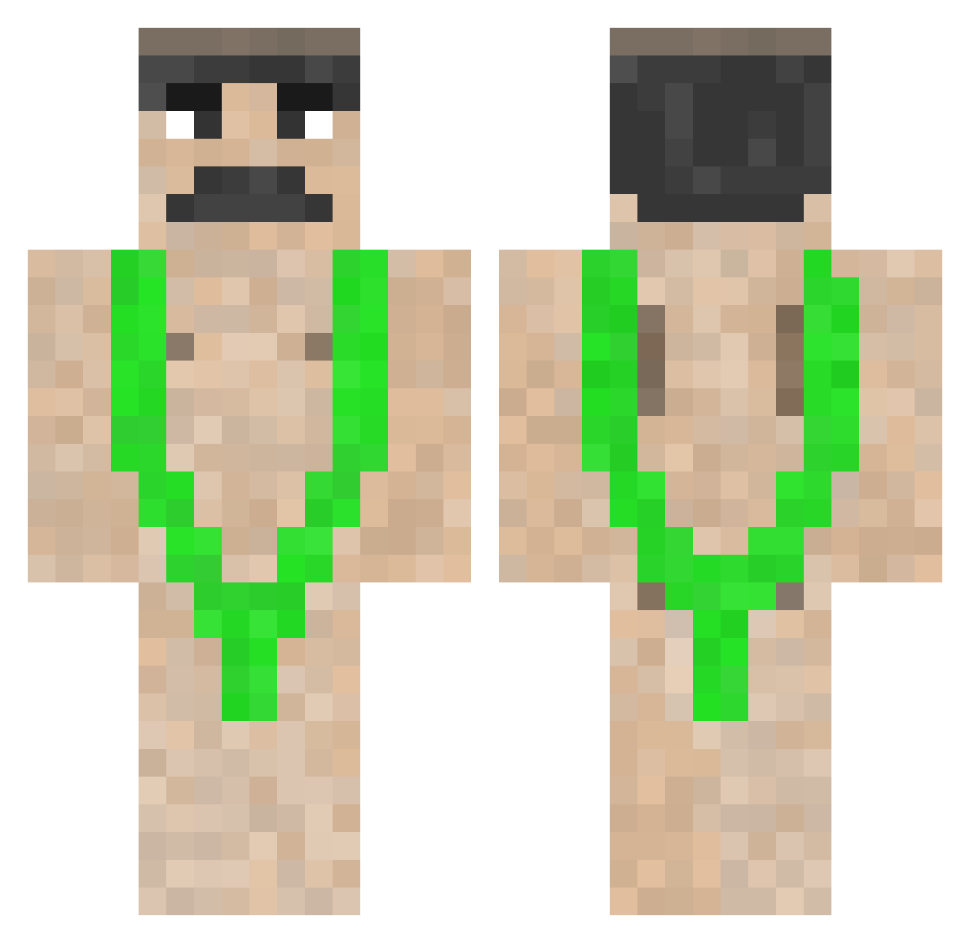 izax Minecraft skin, front and back view