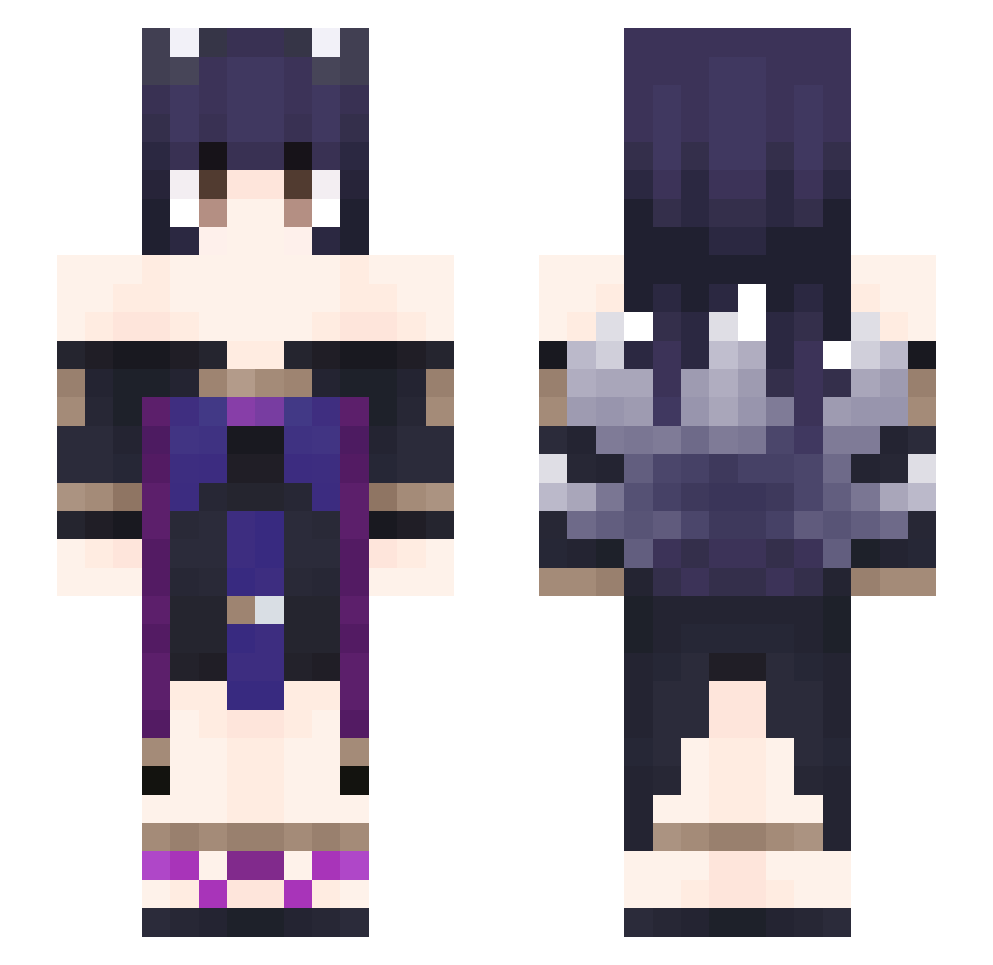 JeaIter Minecraft skin, front and back view