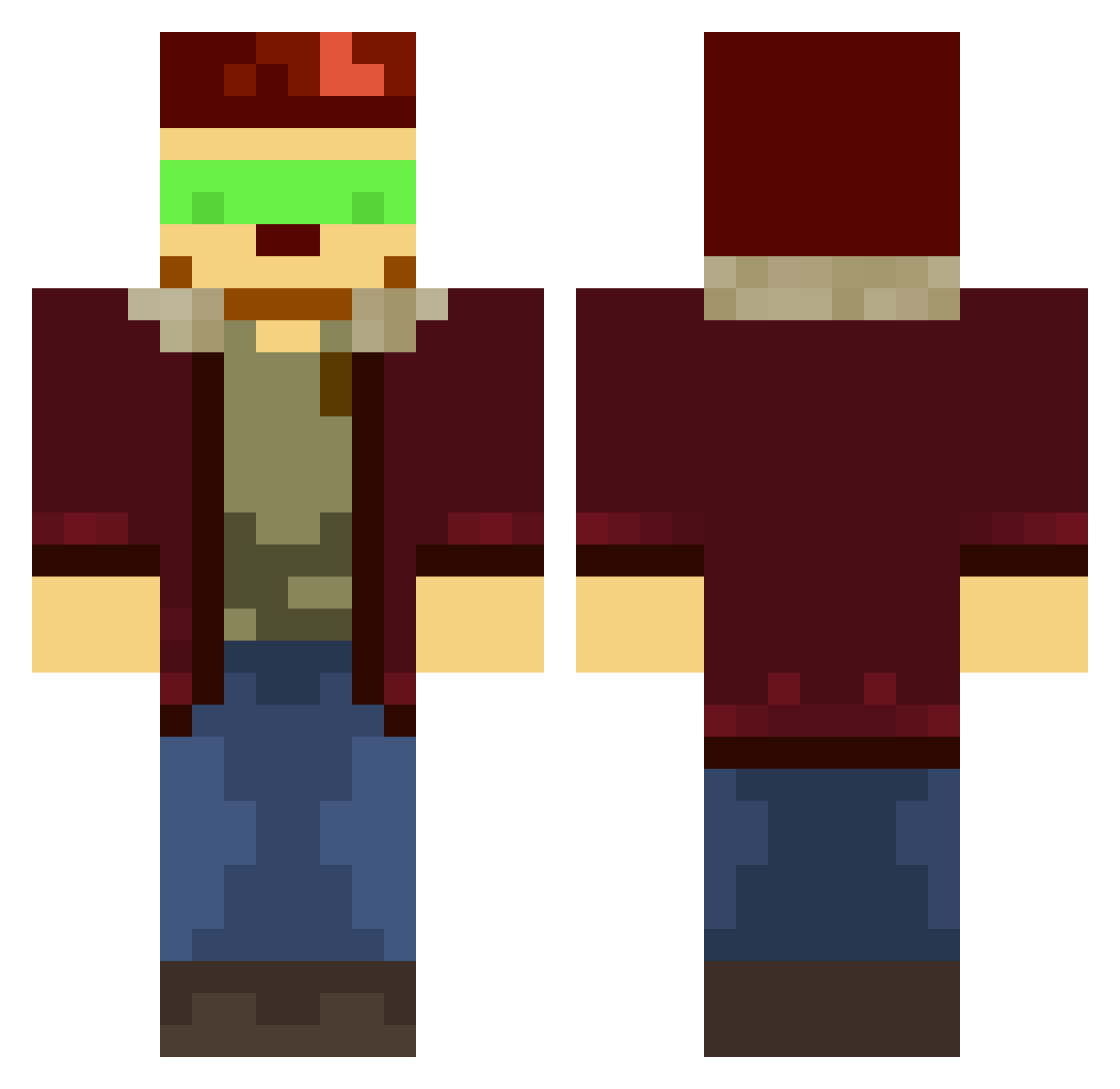 OpCorn Minecraft skin, front and back view