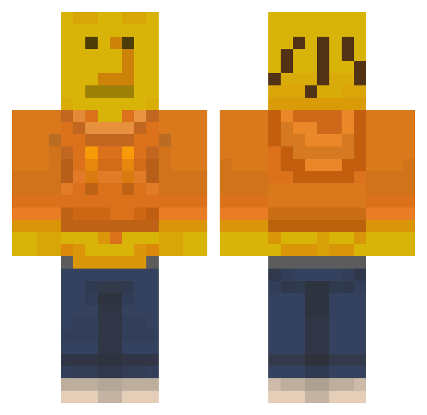 TheMonkZone Minecraft skin, front and back view