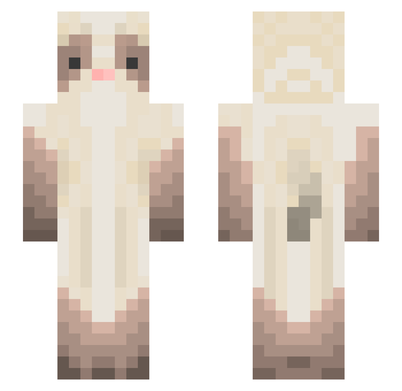 Eziiaa Minecraft skin, front and back view