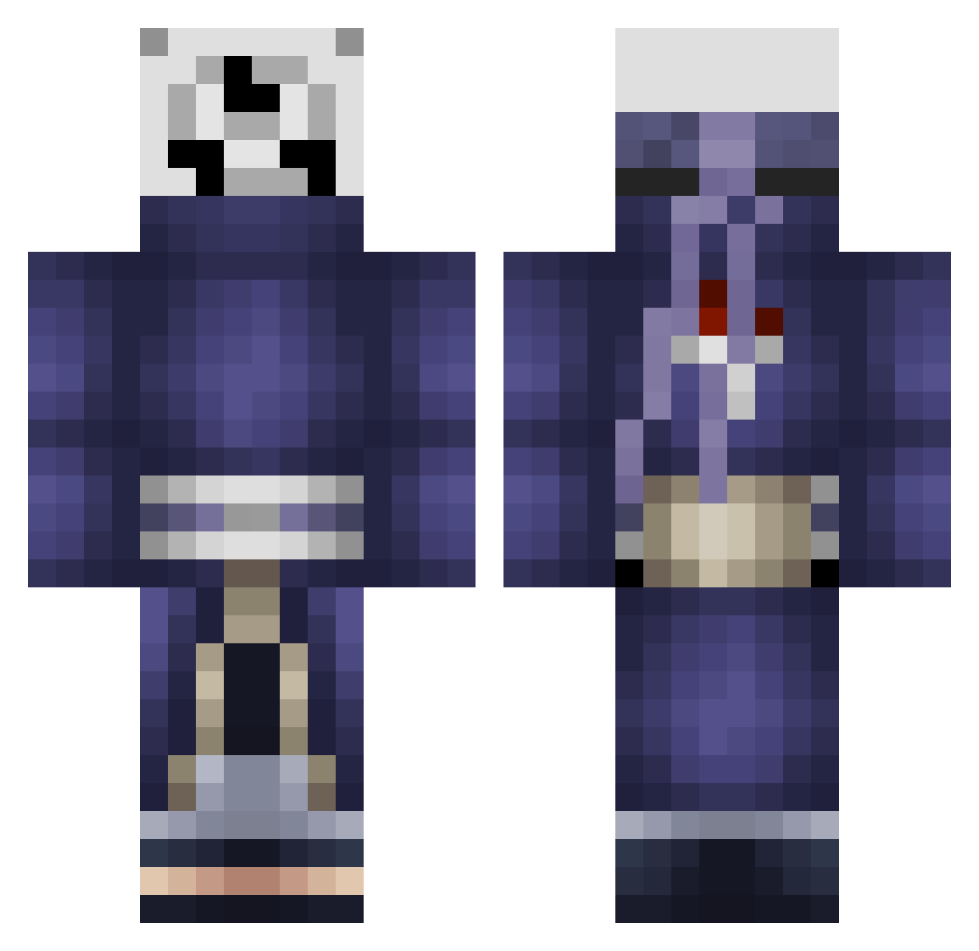 GhostAce Minecraft skin, front and back view
