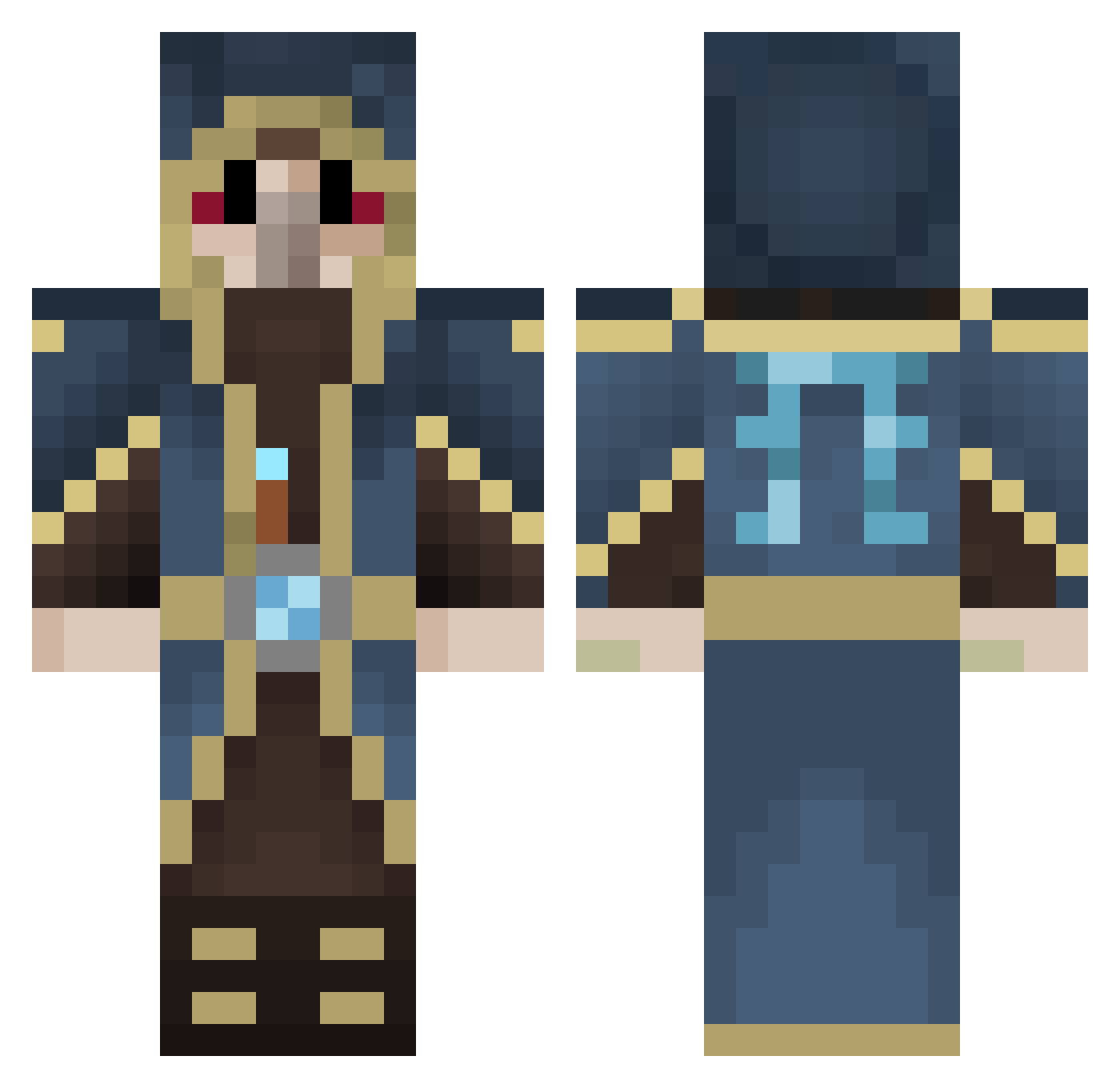EvolvedSquid Minecraft skin, front and back view