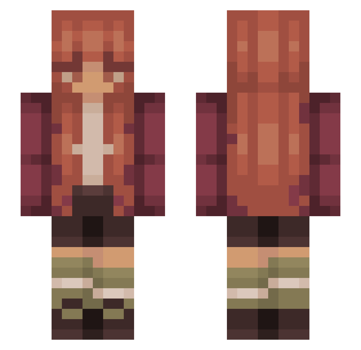 WhirlyTwirl Minecraft skin, front and back view