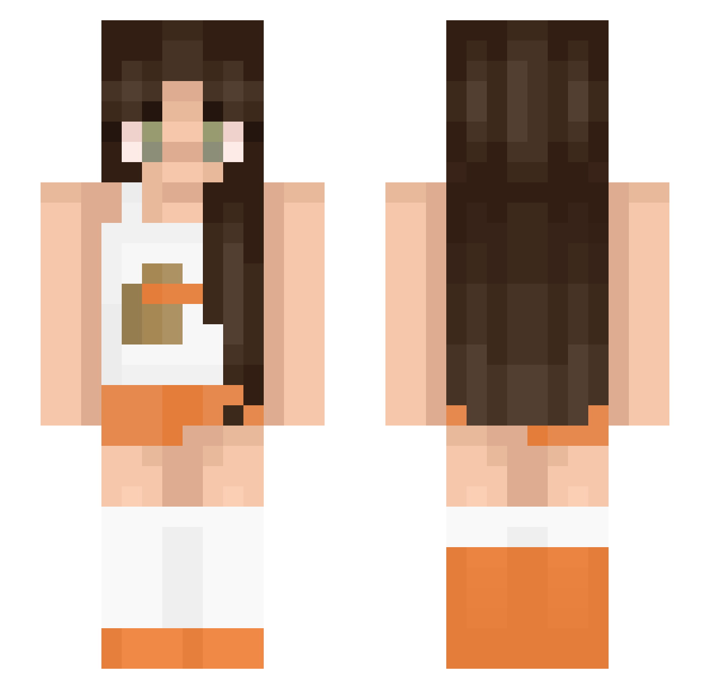 LilPeachPaws Minecraft skin, front and back view