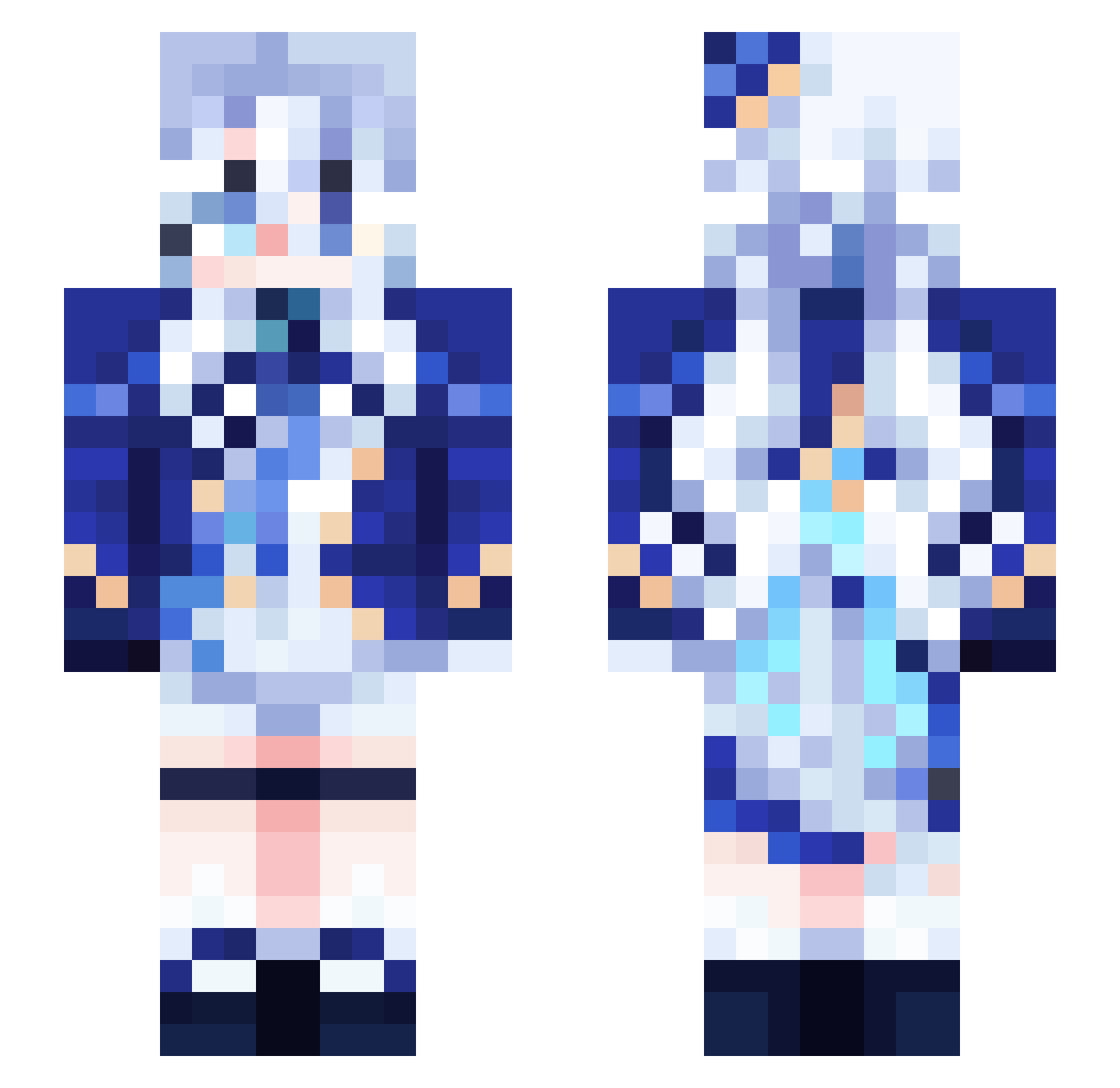 KetoBlindEyes Minecraft skin, front and back view