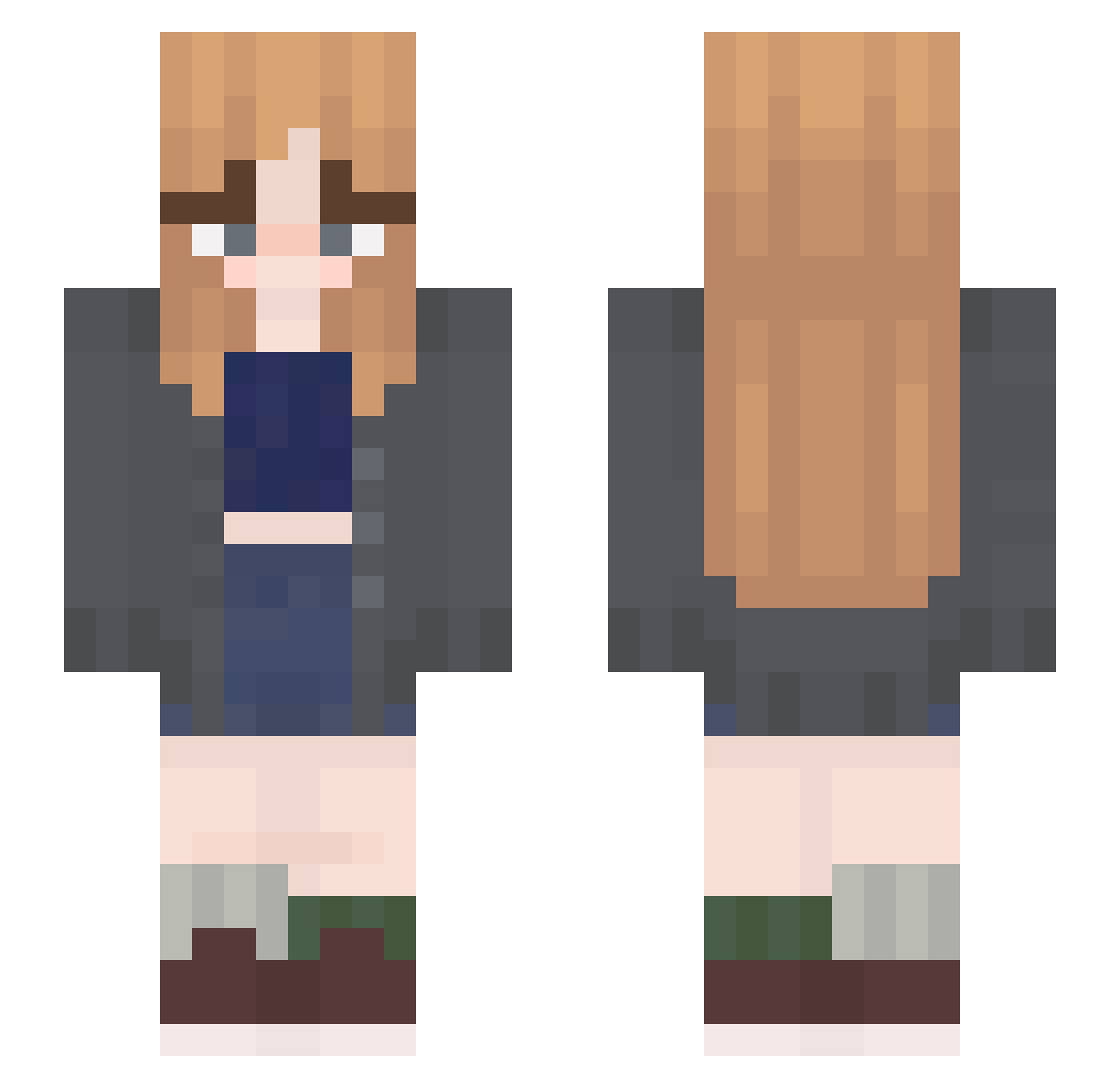 xyzLani Minecraft skin, front and back view