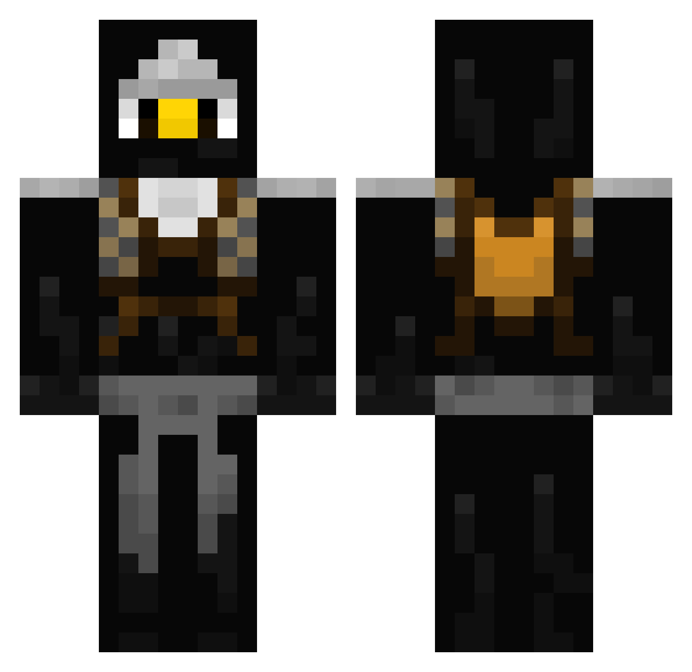 BobbyBajs Minecraft skin, front and back view