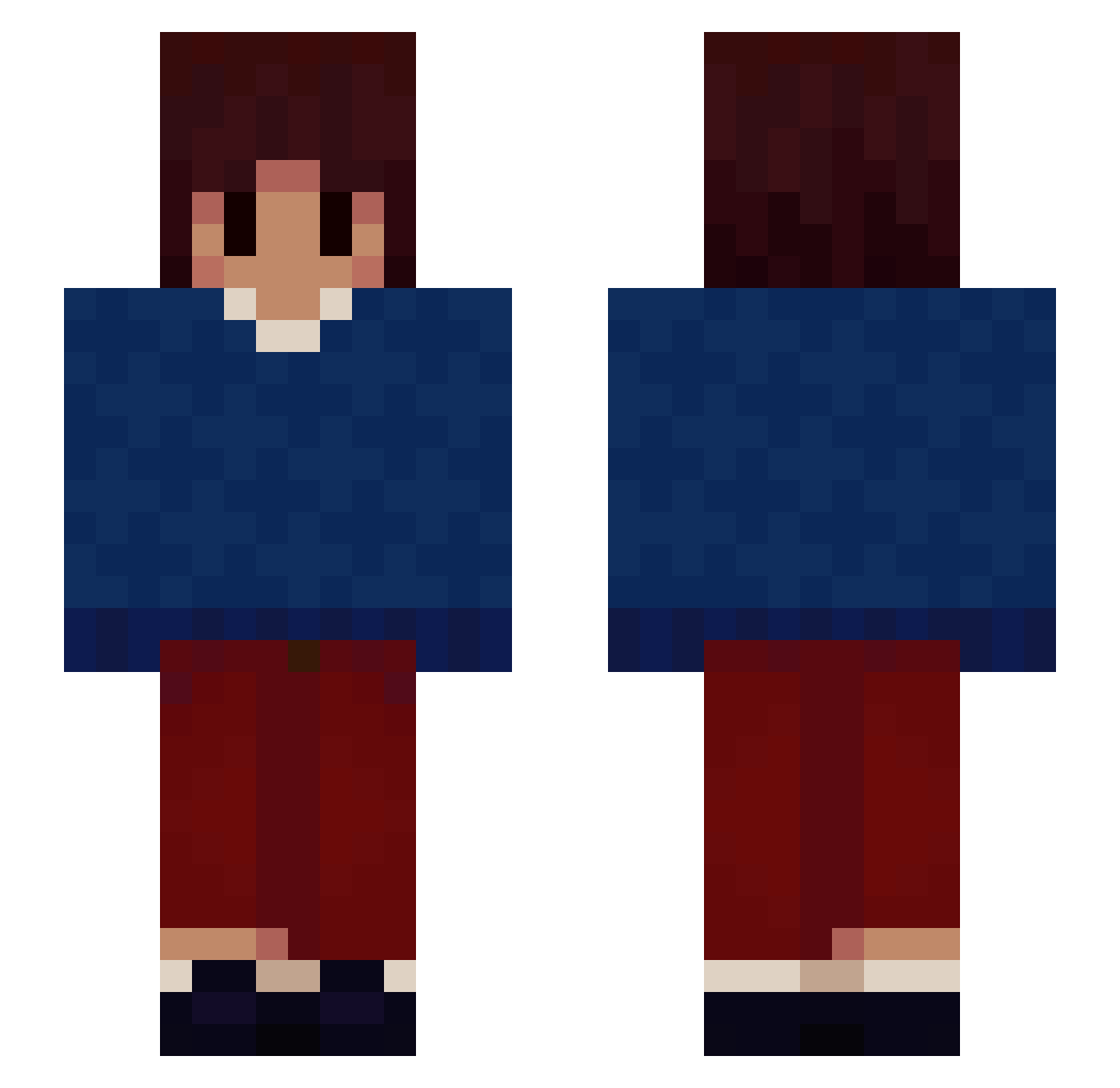 cauel Minecraft skin, front and back view