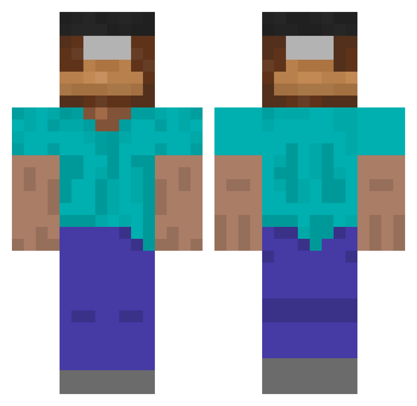 tomi4gaming Minecraft skin, front and back view