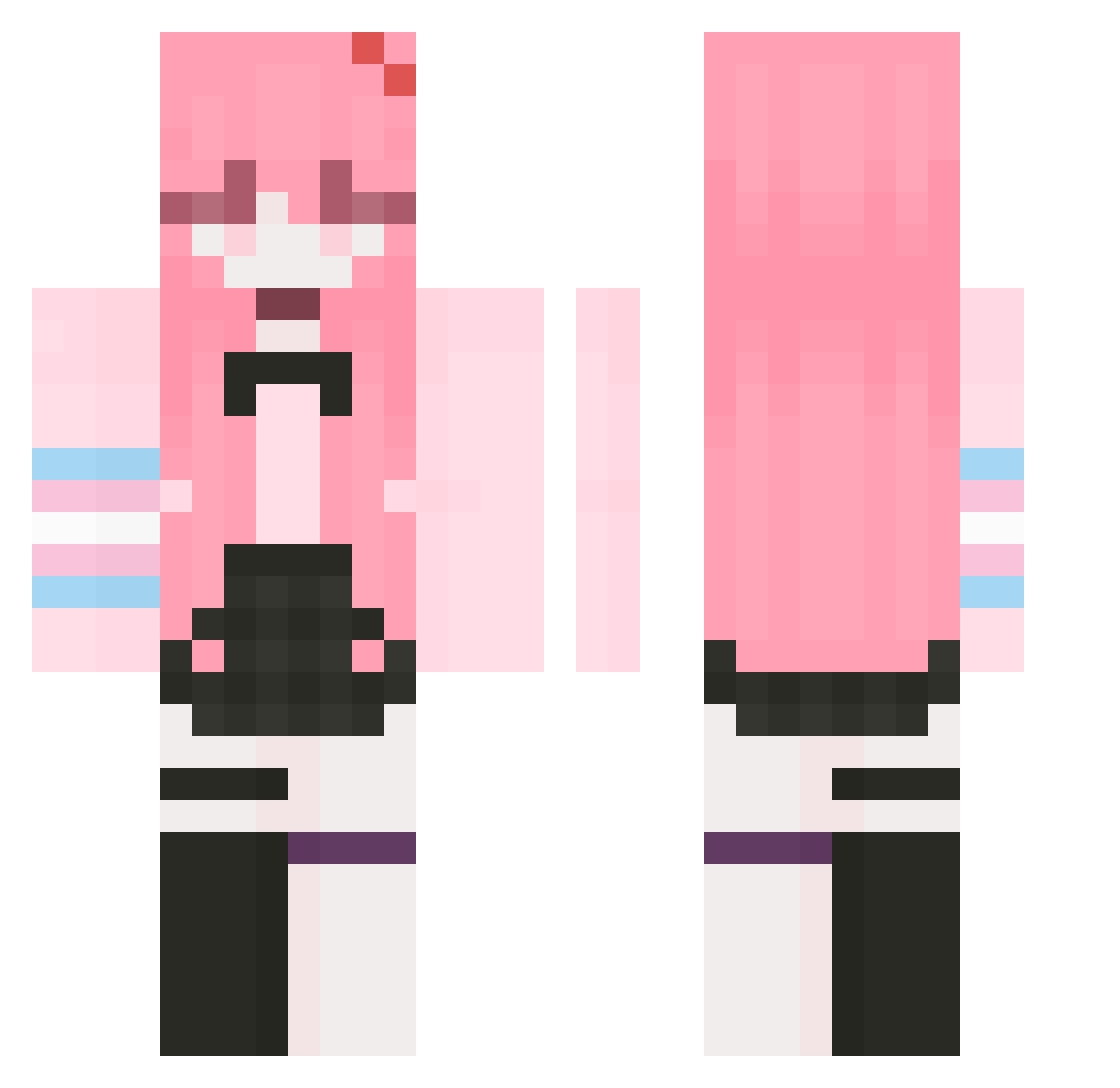 emilyiwnl Minecraft skin, front and back view
