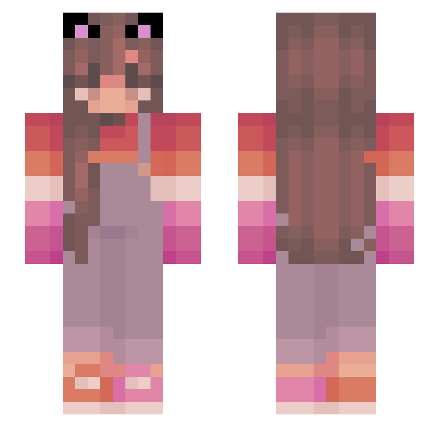 DeadDaughter13 Minecraft skin, front and back view