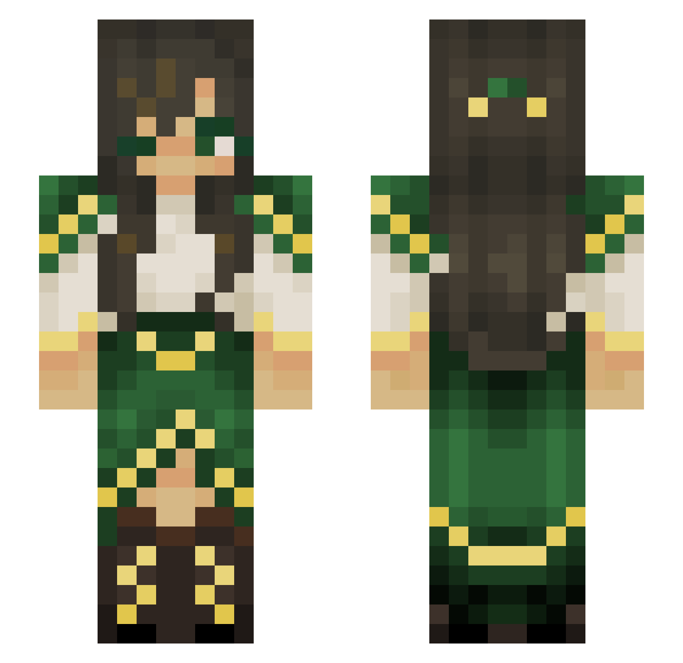 Recalcitrant Minecraft skin, front and back view