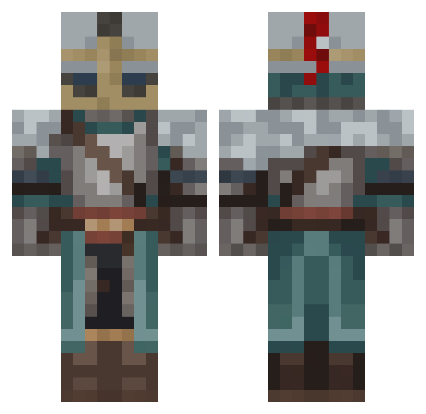Sharcoth Minecraft skin, front and back view