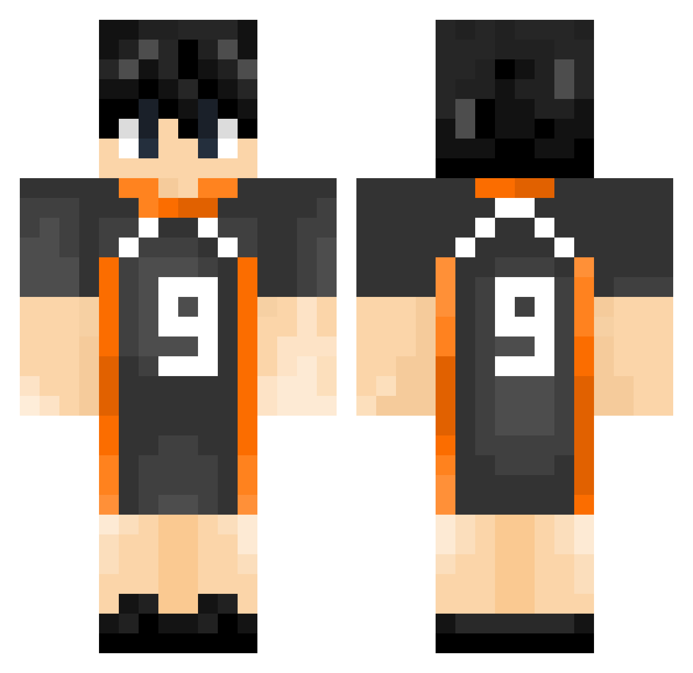 Clawrose Minecraft skin, front and back view