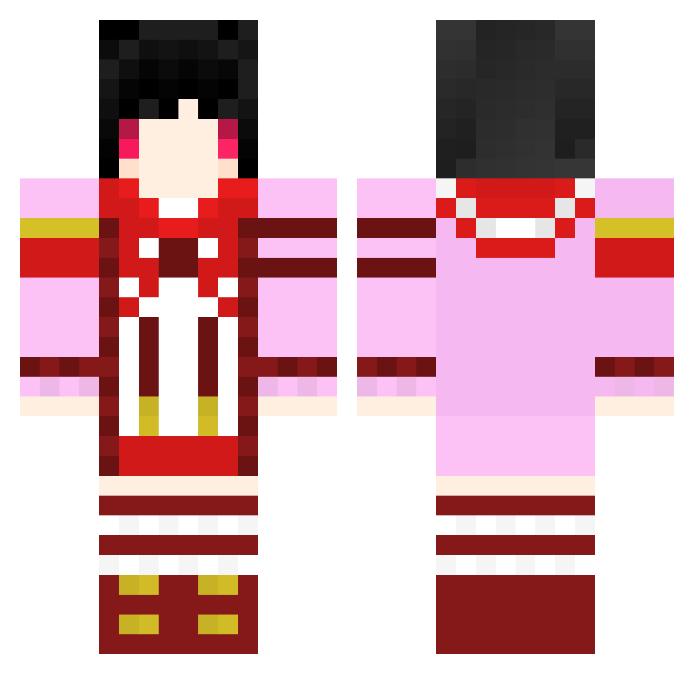Sun Minecraft skin, front and back view