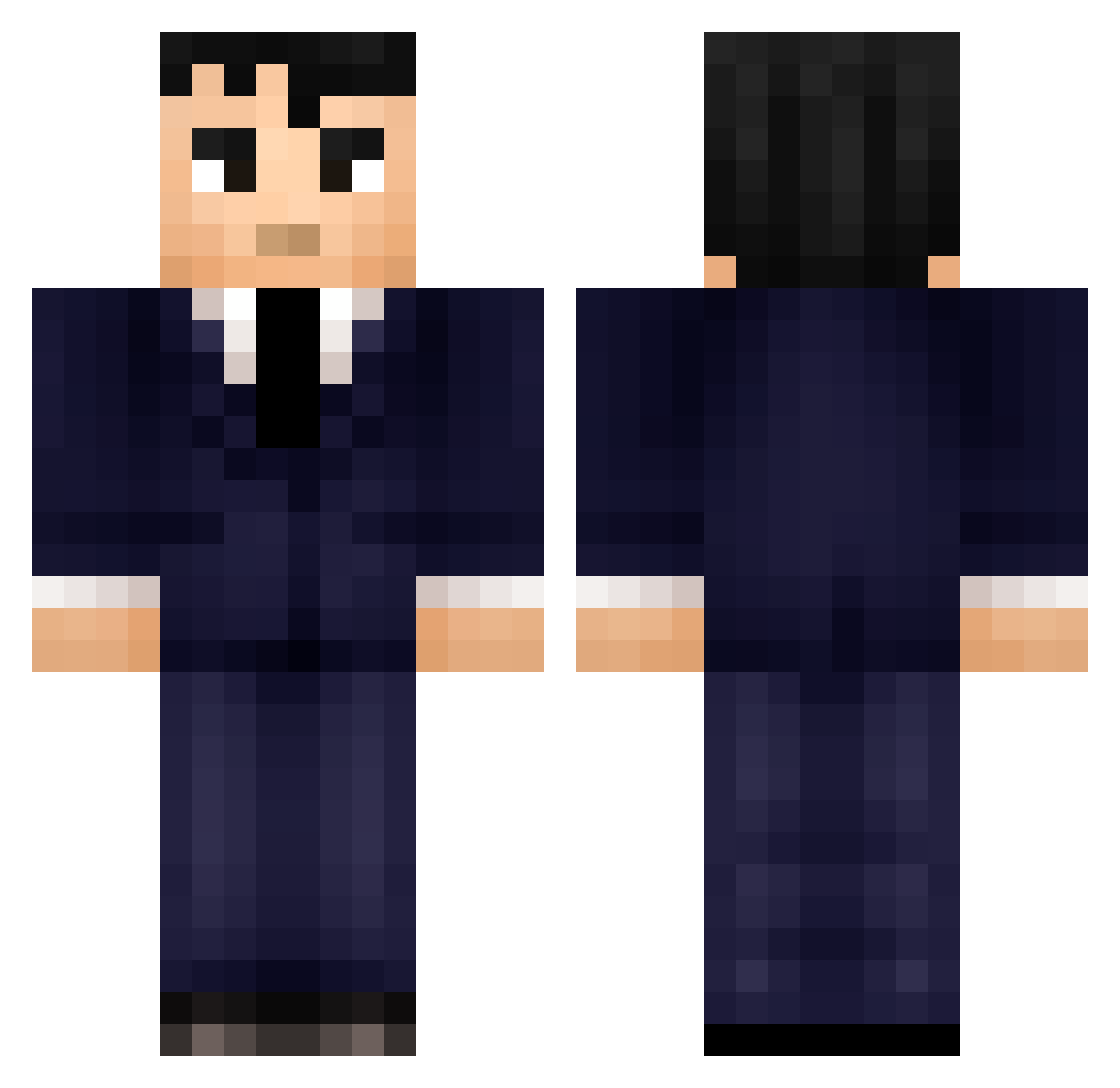 Baumers Minecraft skin, front and back view