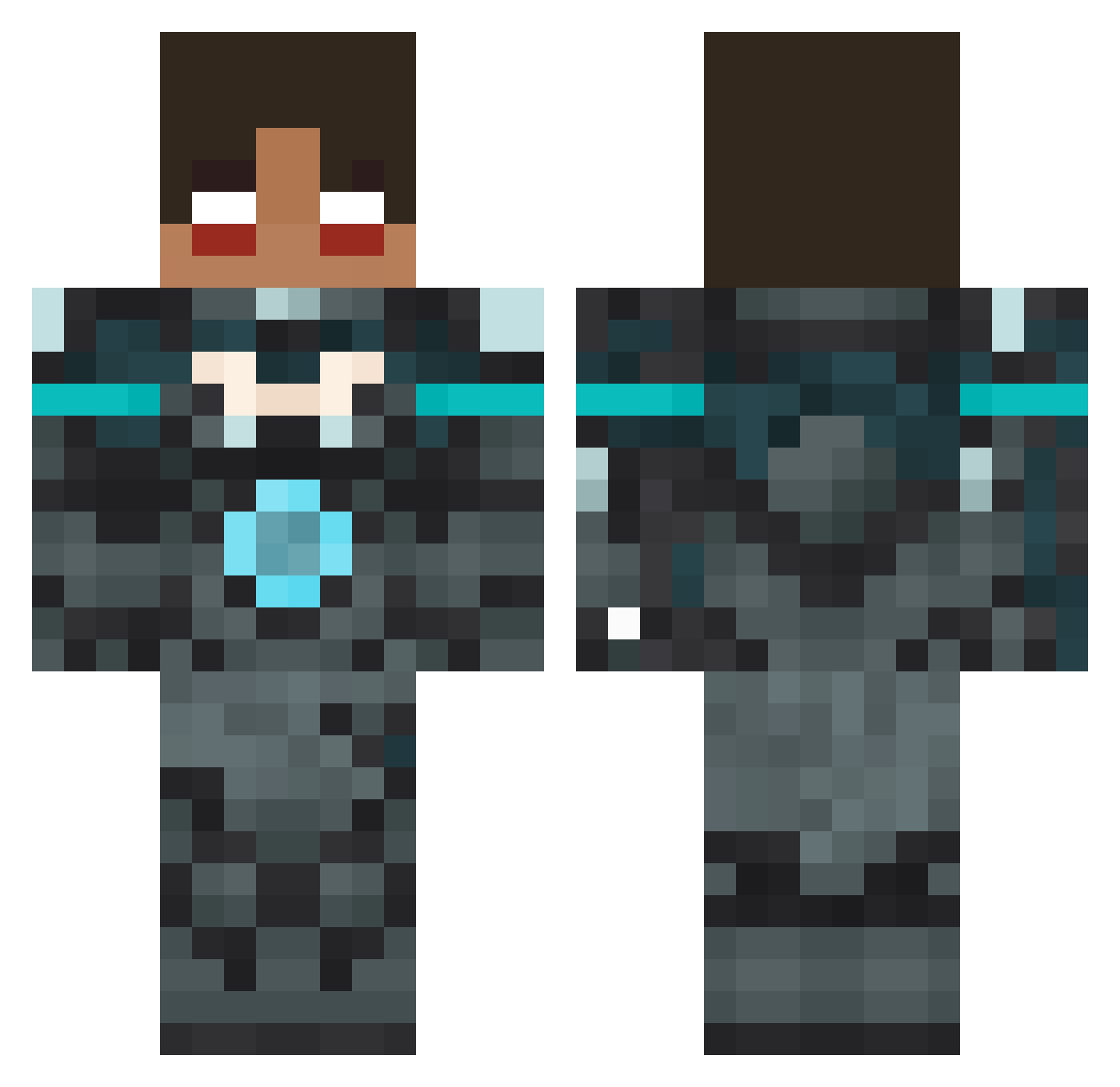 Uhhfy Minecraft skin, front and back view