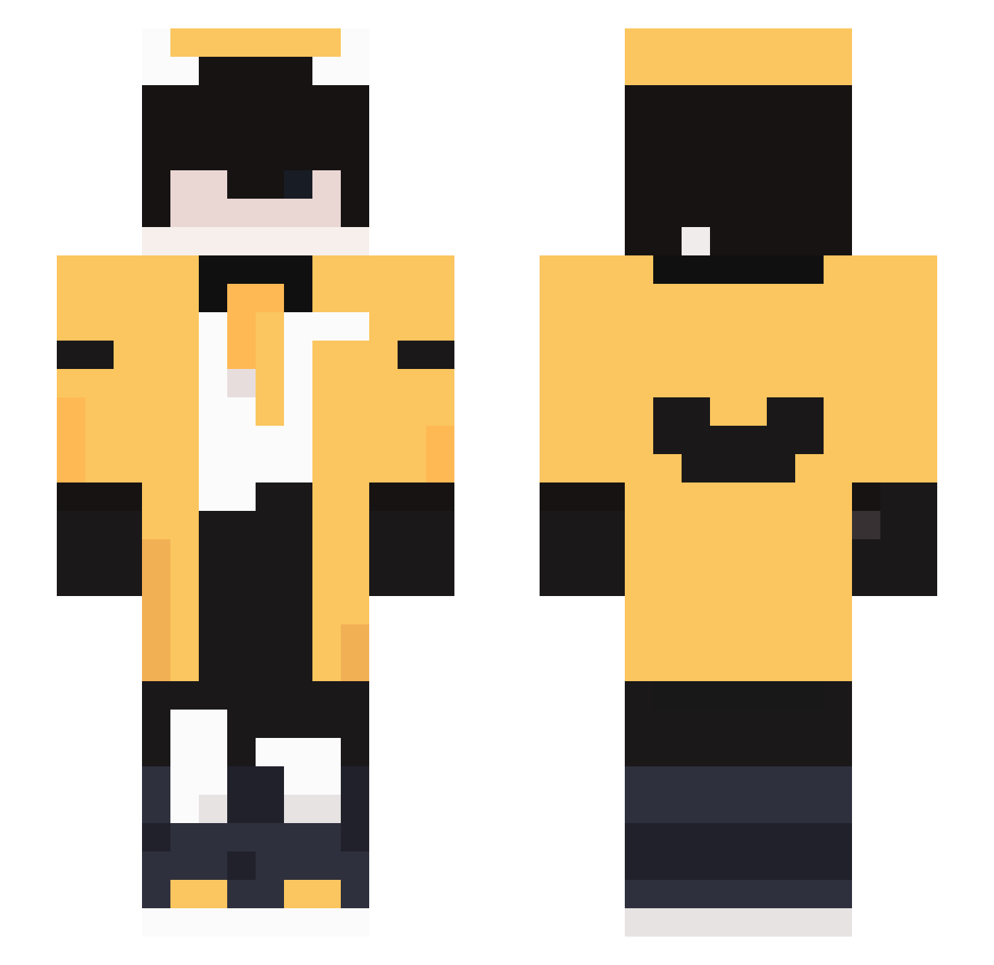 Mon3ts Minecraft skin, front and back view