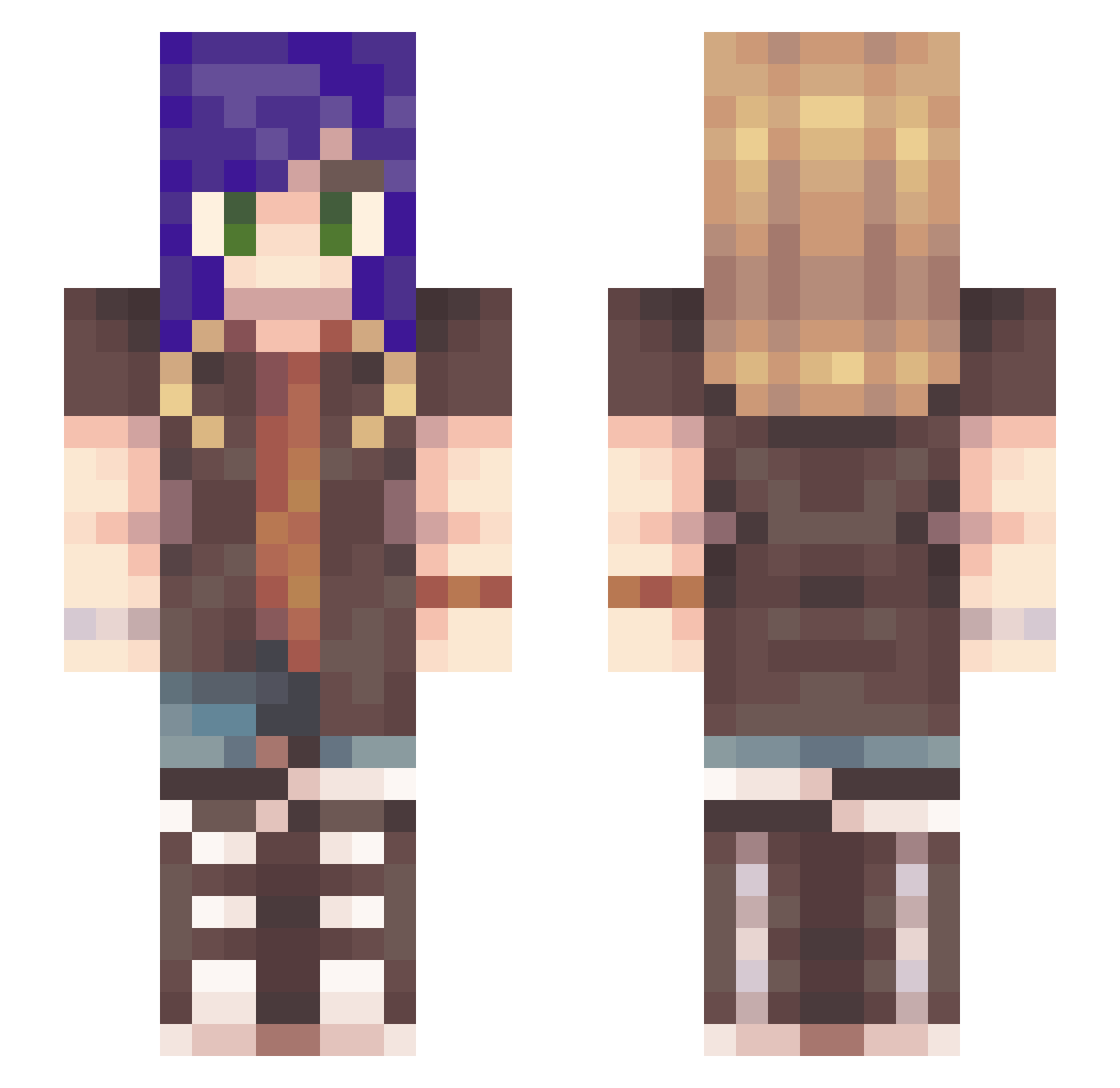l0vey0utw0 Minecraft skin, front and back view