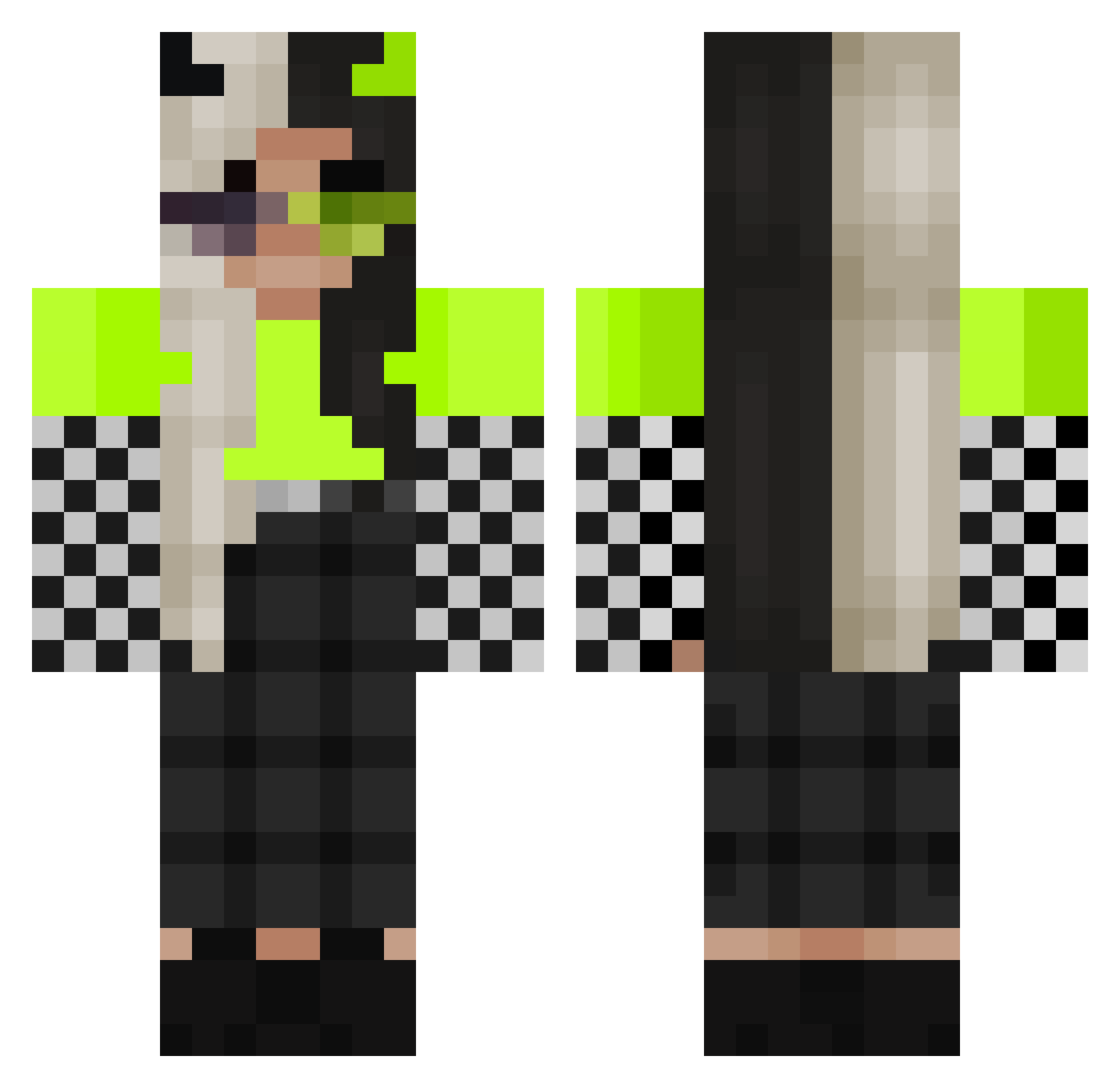 Not_Bayley Minecraft skin, front and back view
