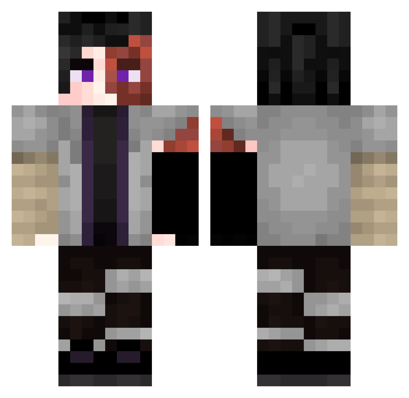 Pedrovolts123 Minecraft skin, front and back view