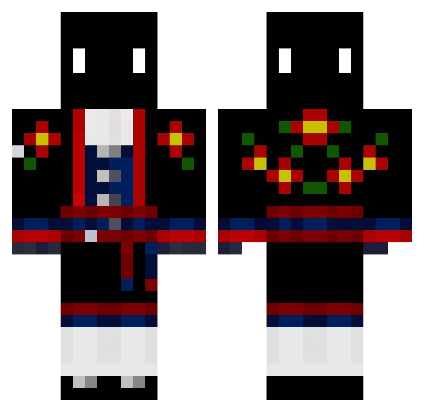 tehdasasetus Minecraft skin, front and back view