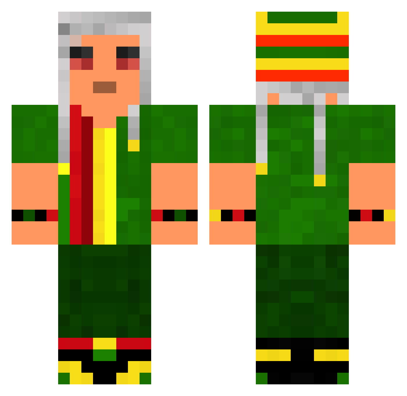 Argaj Minecraft skin, front and back view
