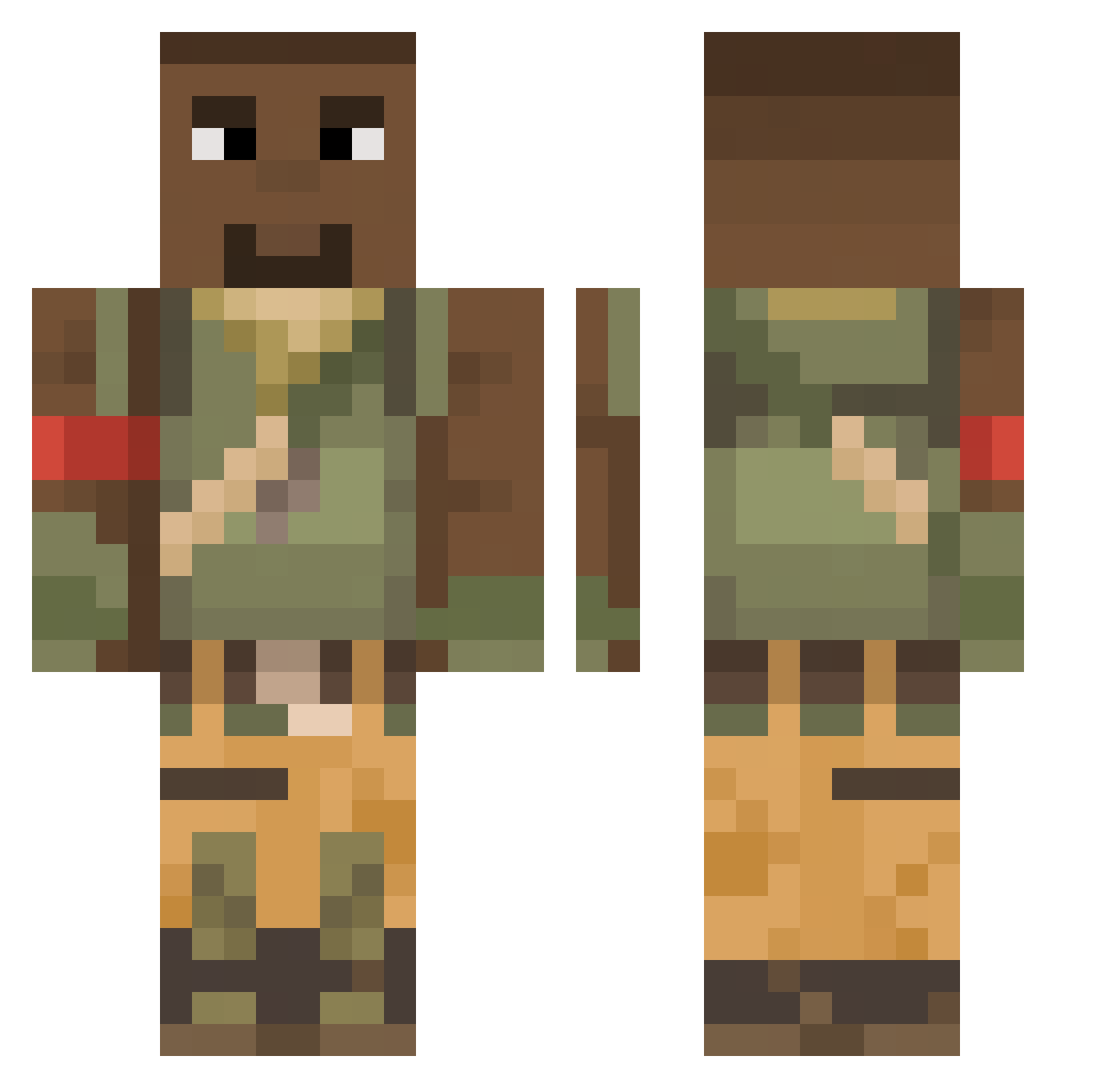 Bauck Minecraft skin, front and back view