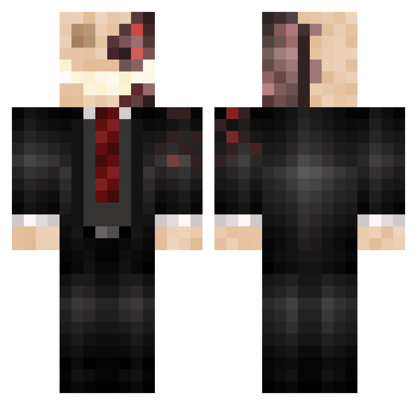 GrinnGhost Minecraft skin, front and back view