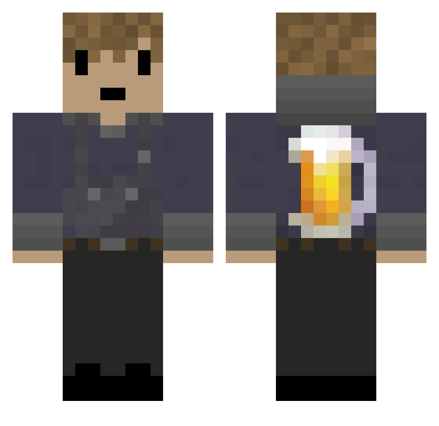 Tringle Minecraft skin, front and back view