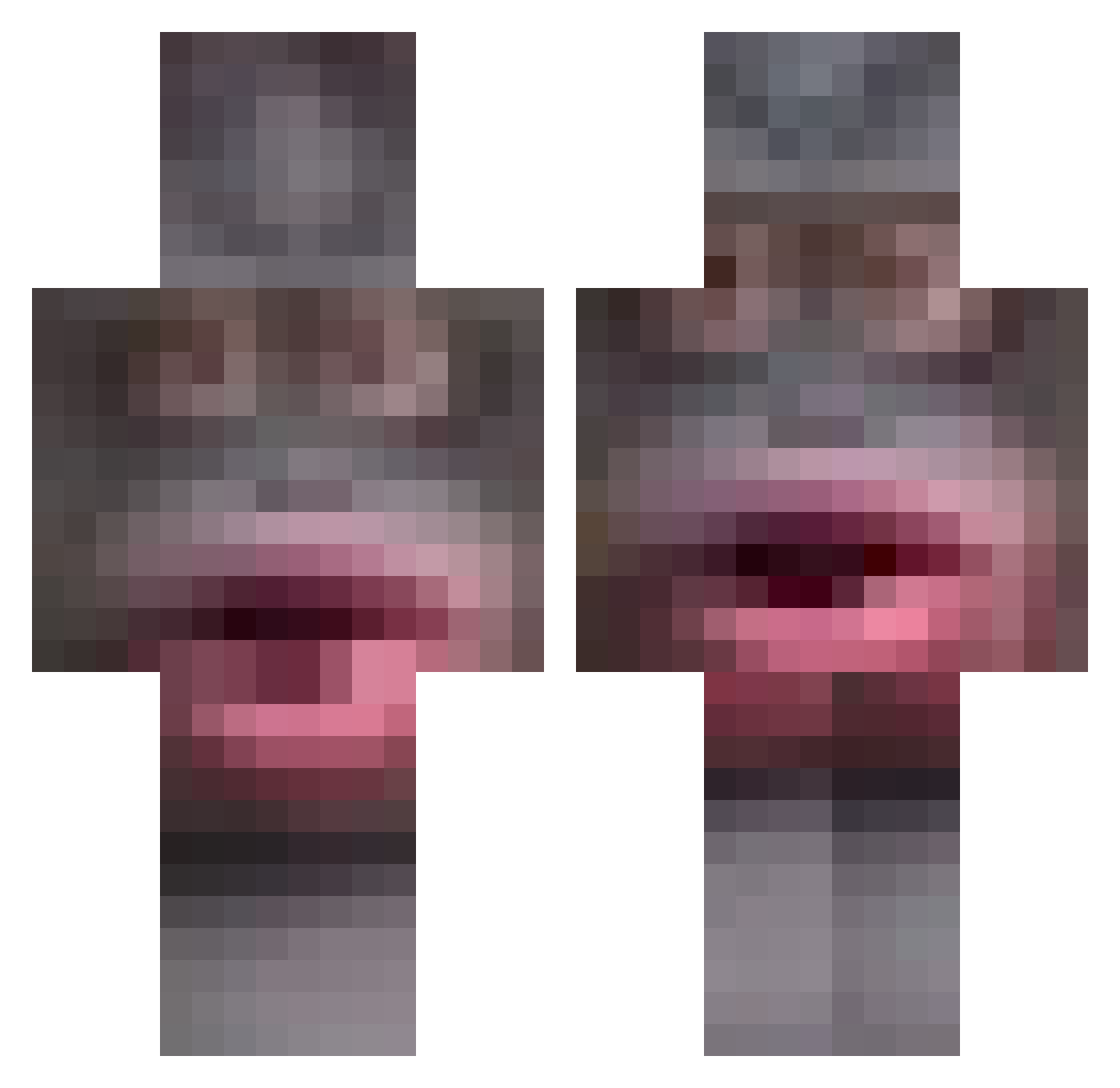 Hiatt Minecraft skin, front and back view
