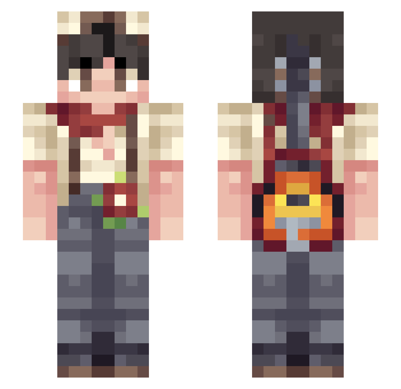 WeAreWafle Minecraft skin, front and back view