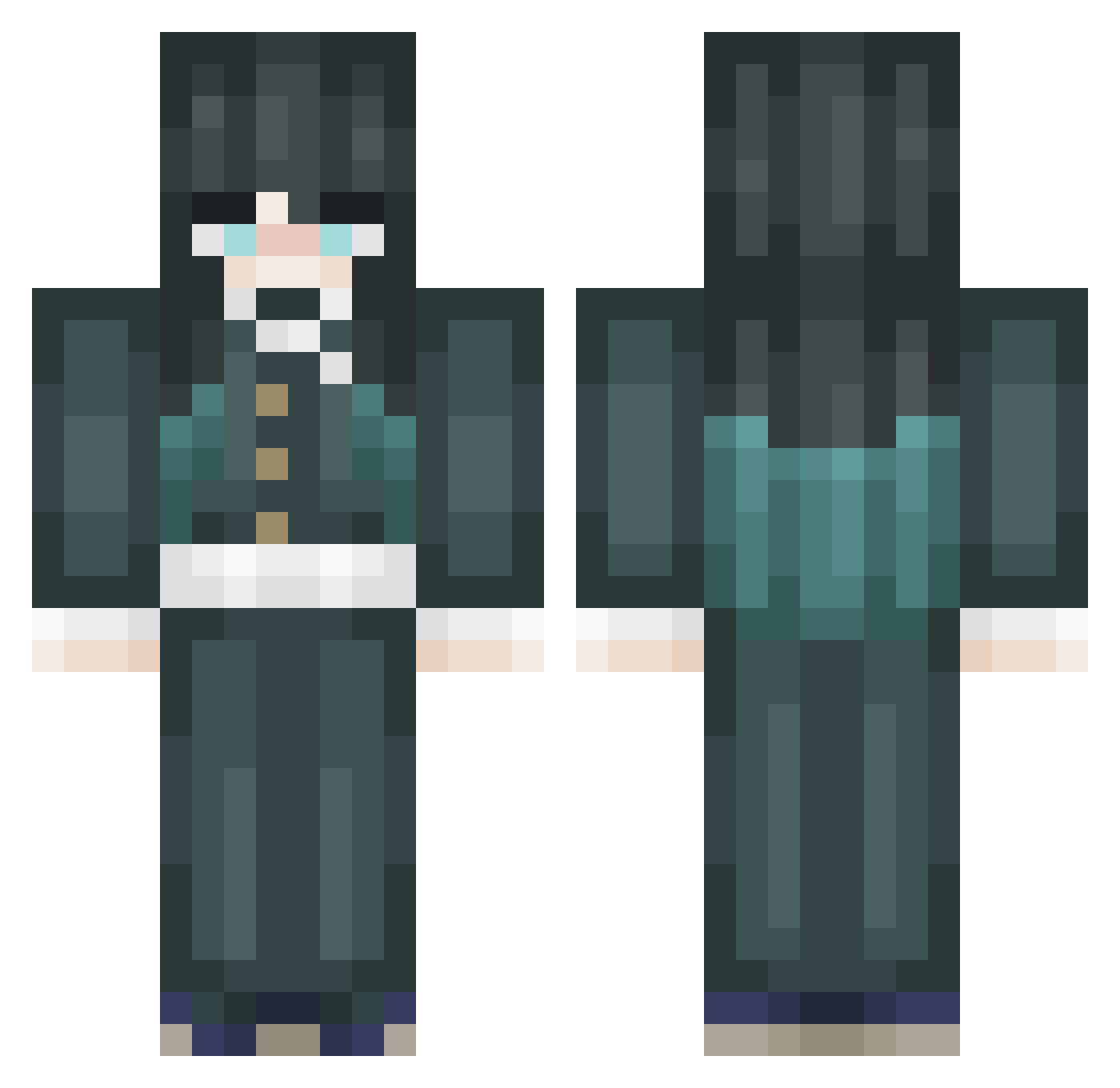 XxduxmxX Minecraft skin, front and back view