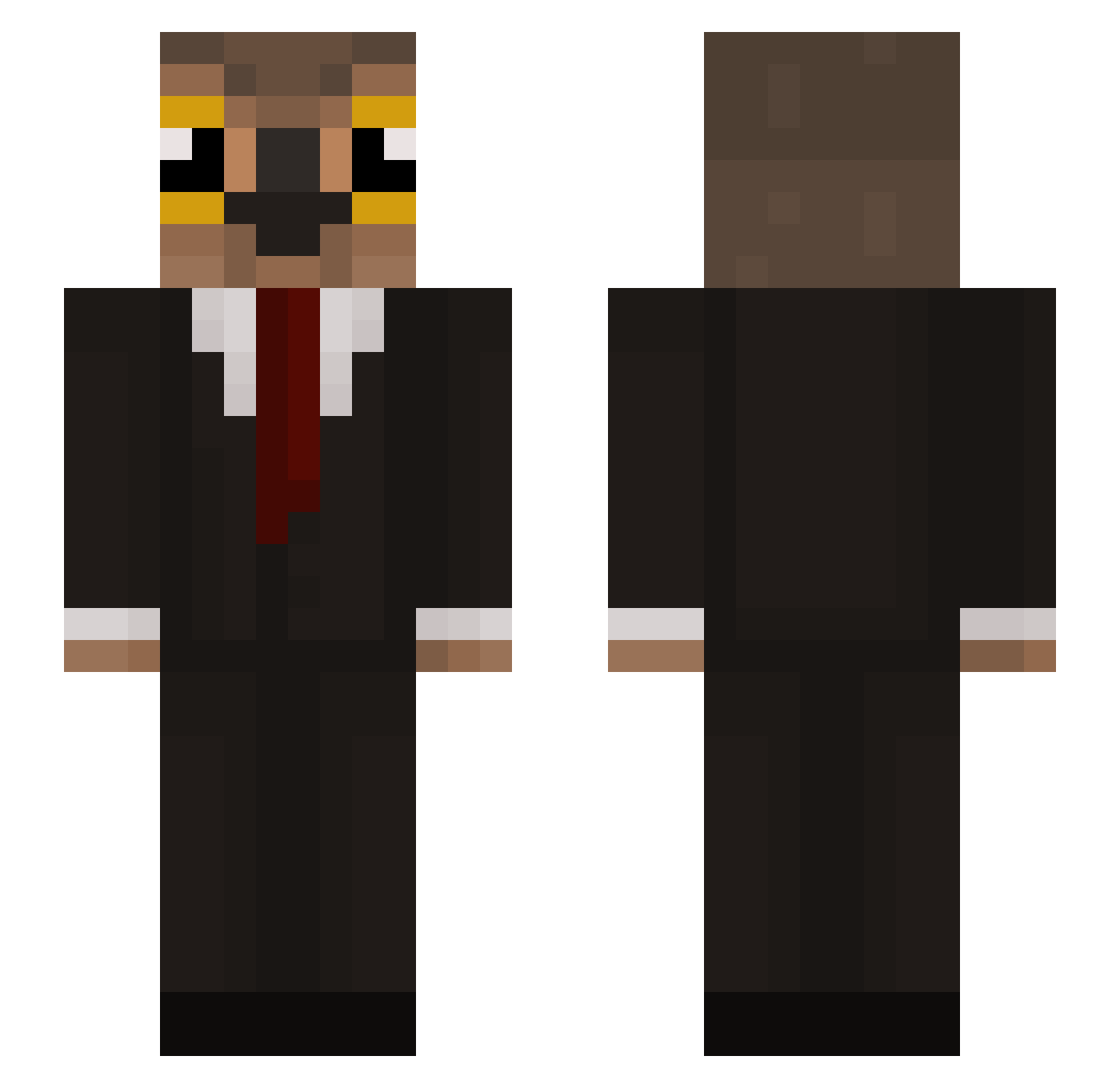 zaluxx Minecraft skin, front and back view