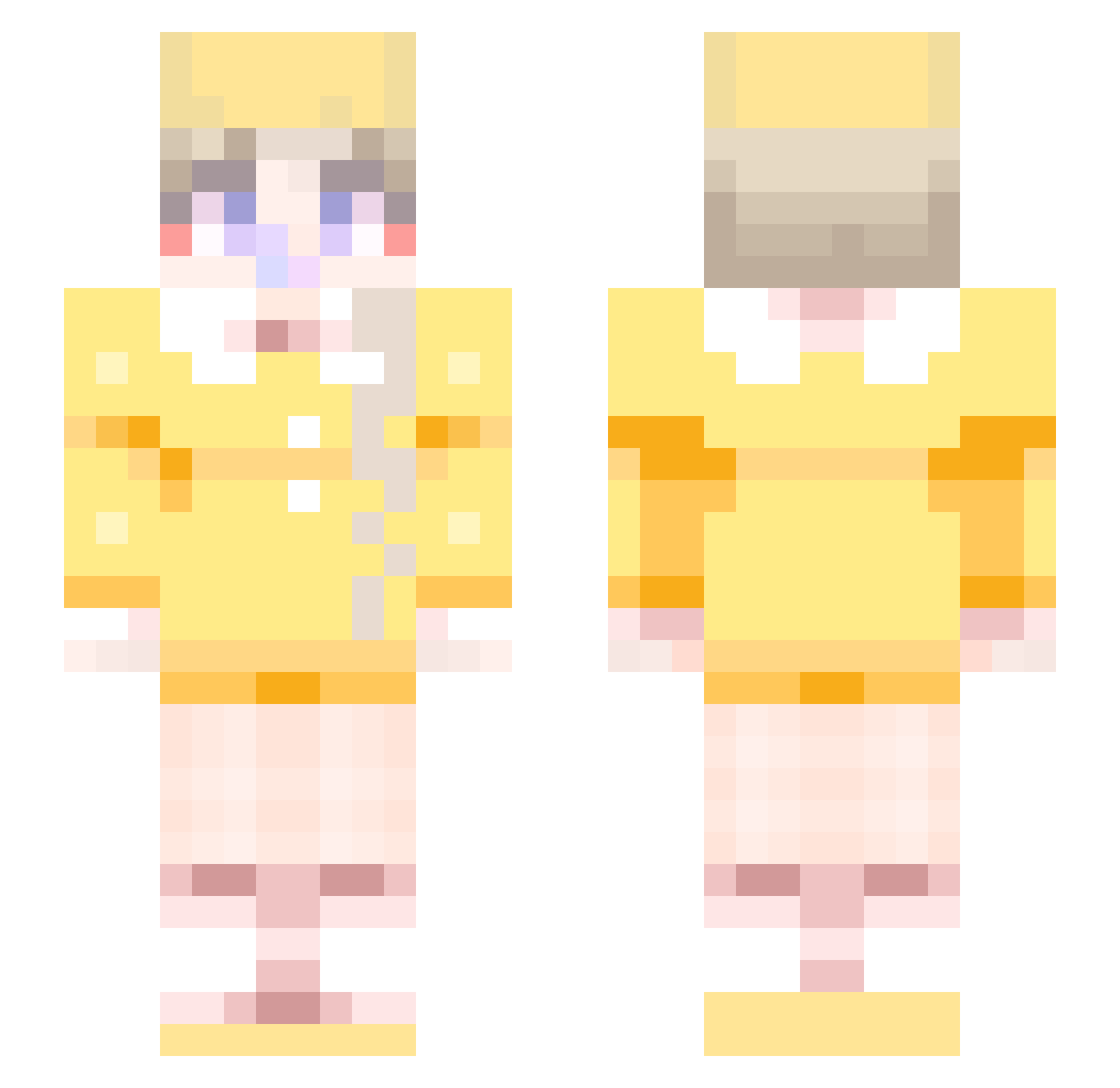 xyubxn Minecraft skin, front and back view