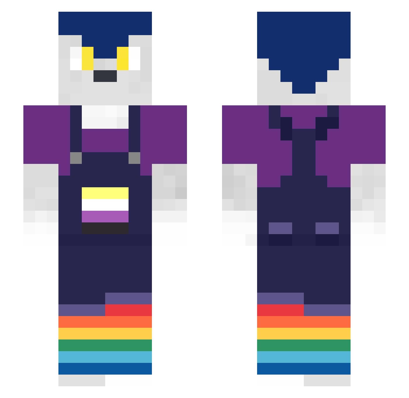 Pyro_The_Wolfo Minecraft skin, front and back view