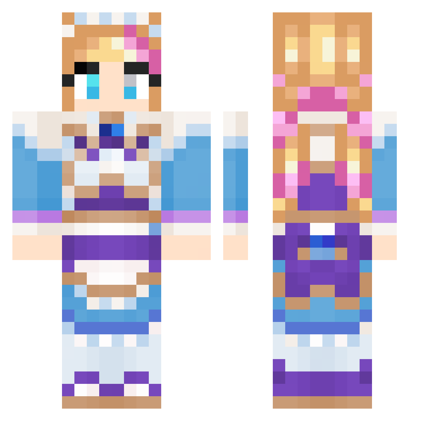 Klooie Minecraft skin, front and back view