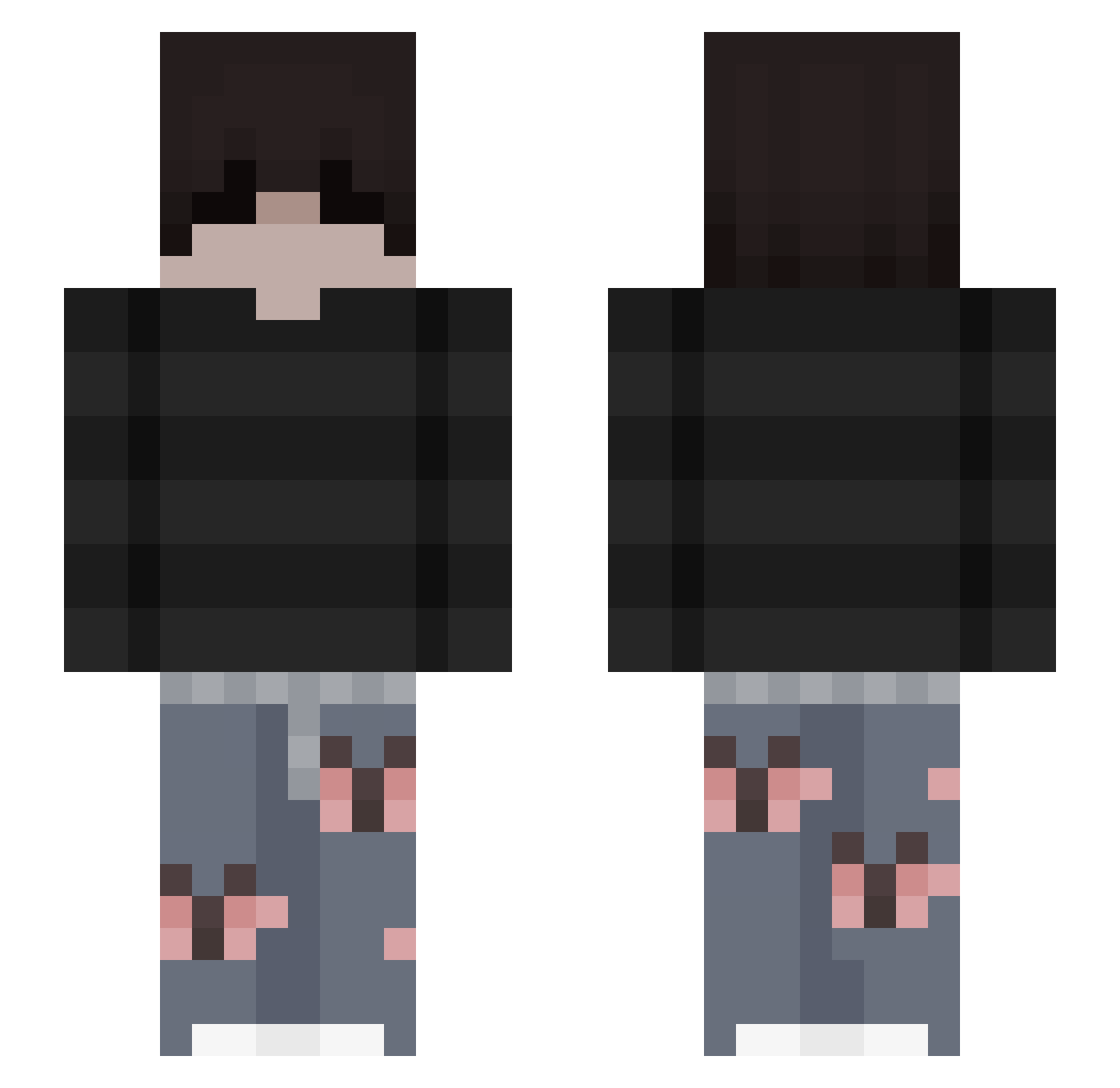 W3xx Minecraft skin, front and back view